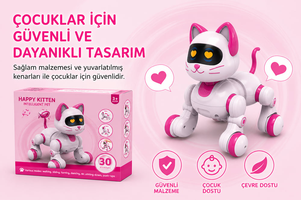 Uzaktan Kumandalı İnteraktif Şarjlı Akıllı Kedi