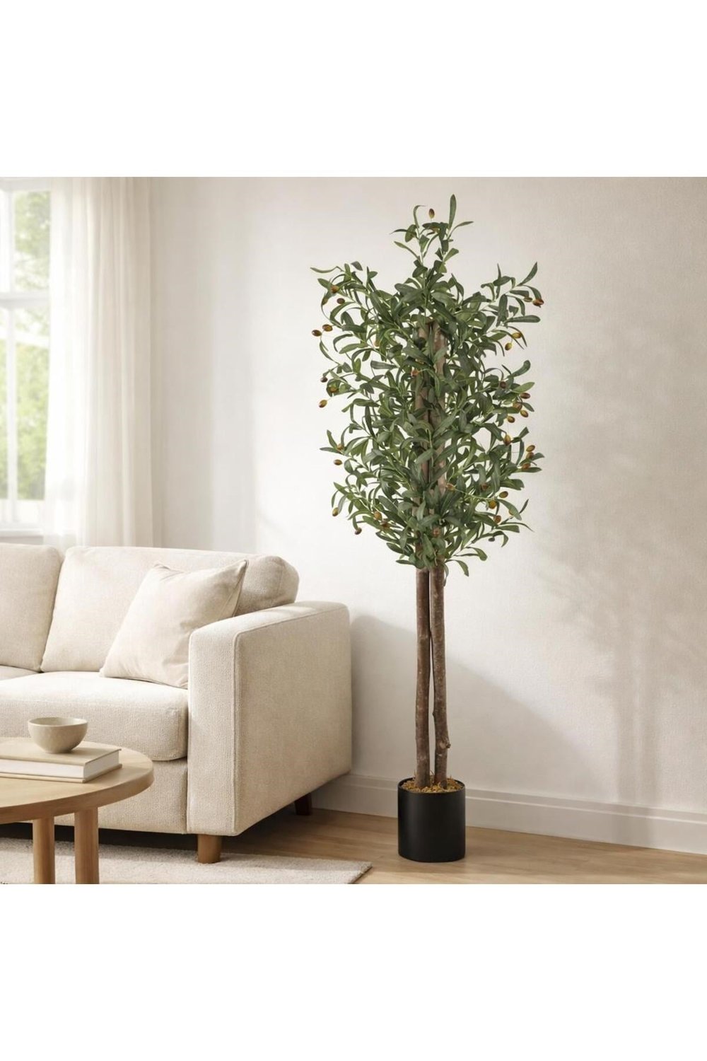 Siyah Renkli Saksı Gerçek Gövdeli 150 cm Yapay Zeytin Ağacı
