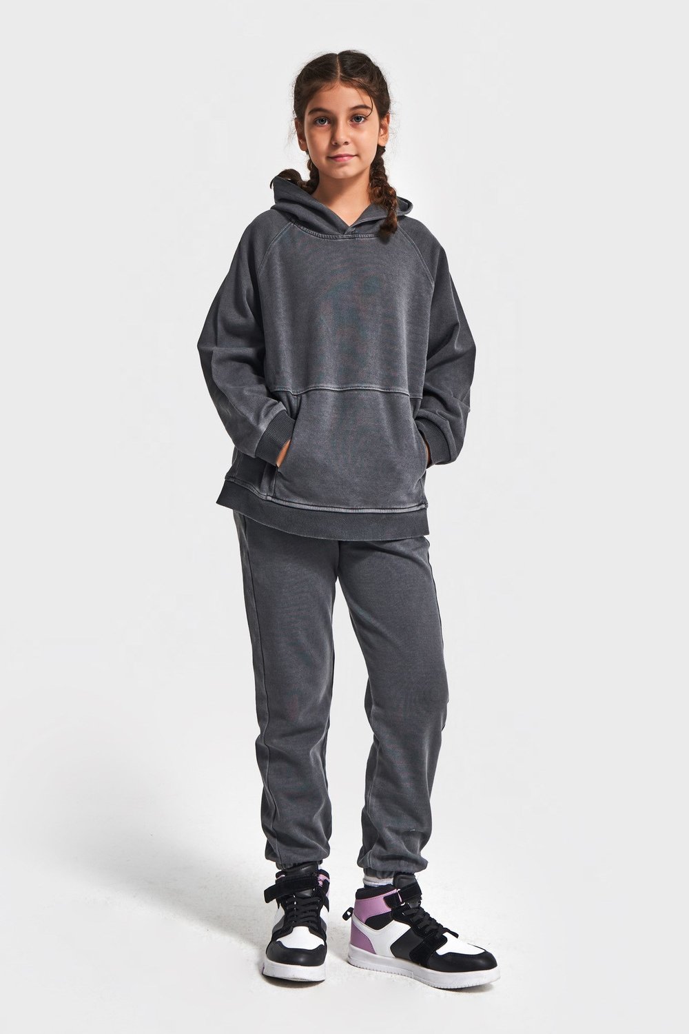 Kapüşonlu Unisex Basic Model Çocuk Eşofman Takımı