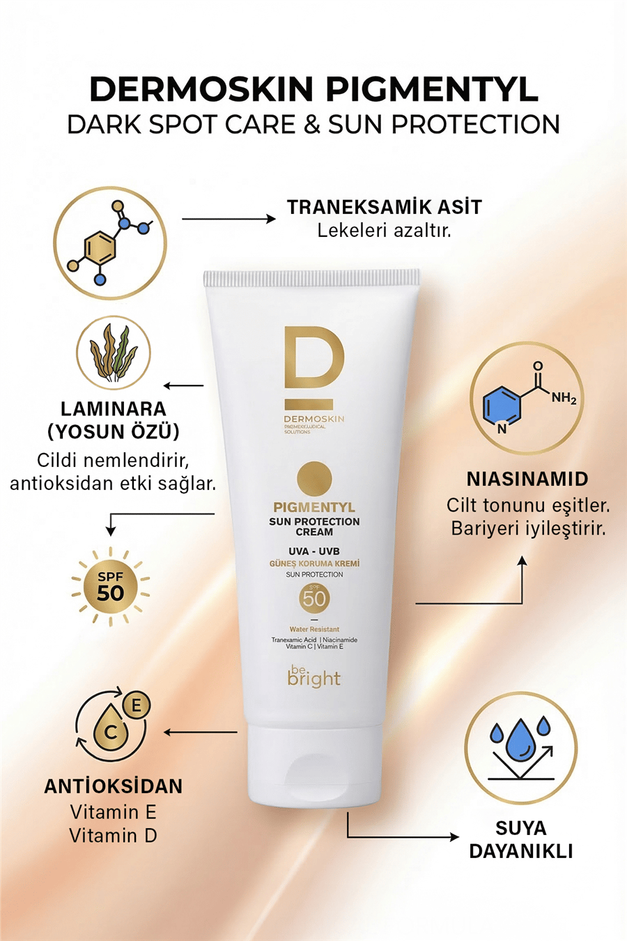 2li Be Bright Pigmentyl SPF 50+ | UVA & UVB Koruyucu | Leke Karşıtı Güneş Kremi | 75+75 ml