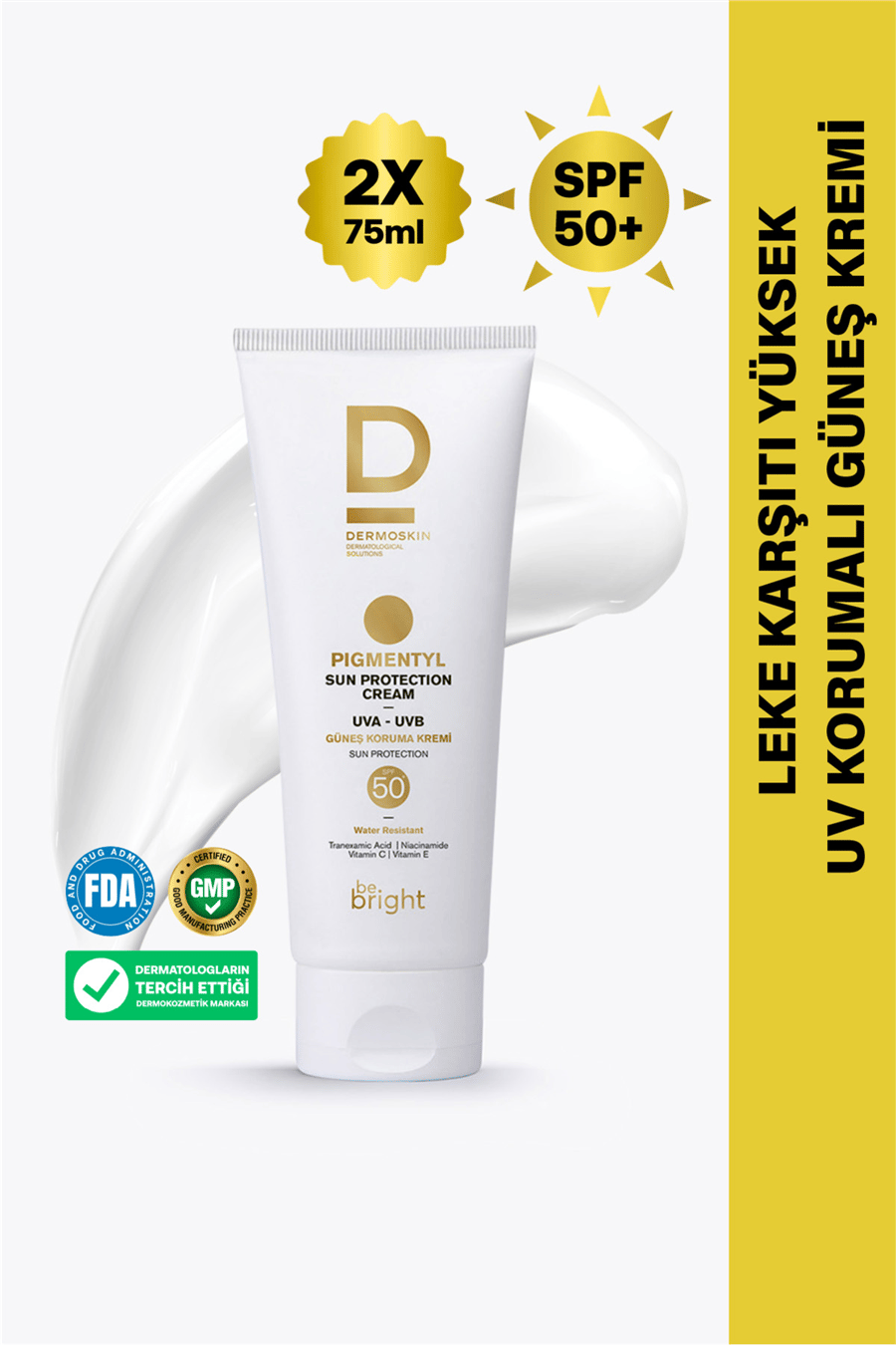 2li Be Bright Pigmentyl SPF 50+ | UVA & UVB Koruyucu | Leke Karşıtı Güneş Kremi | 75+75 ml