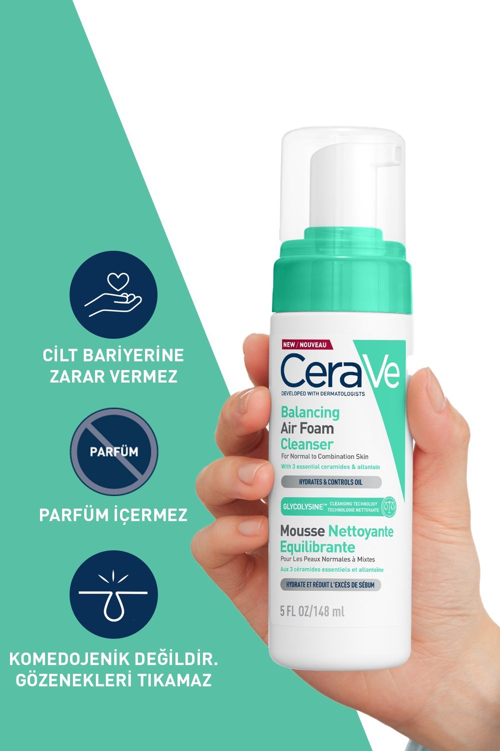 Airfoam Normal, Karma Ve Hassas Ciltler Için Köpük Temizleyici 148ml