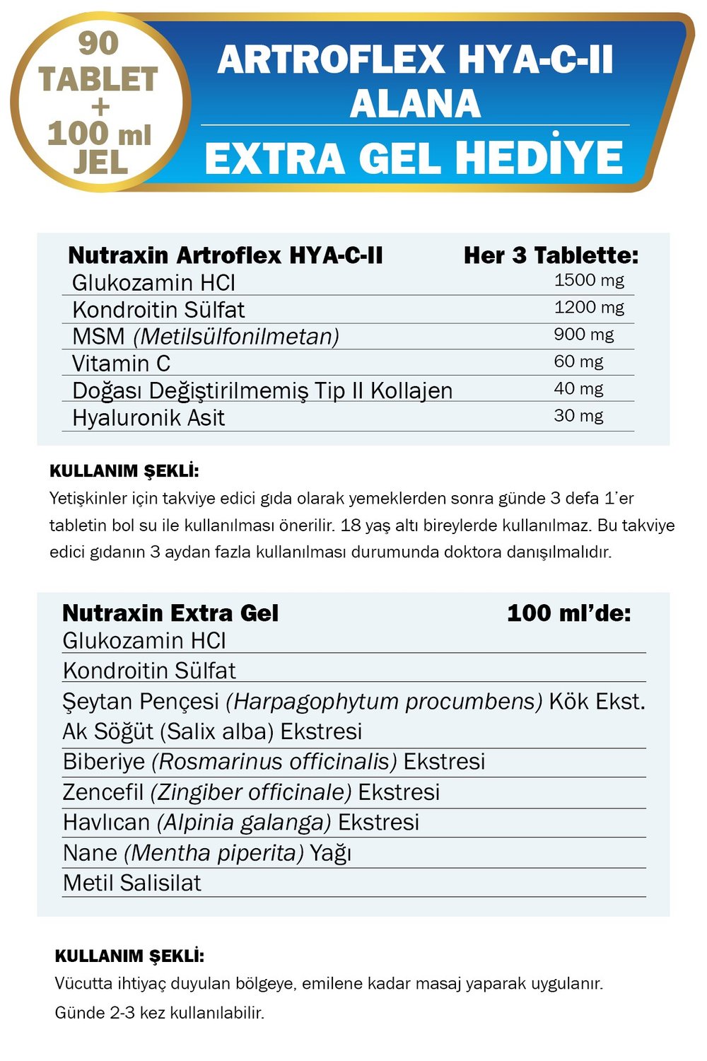Artroflex Hya-c-ıı 90 Tablet Extra Gel Hediyeli