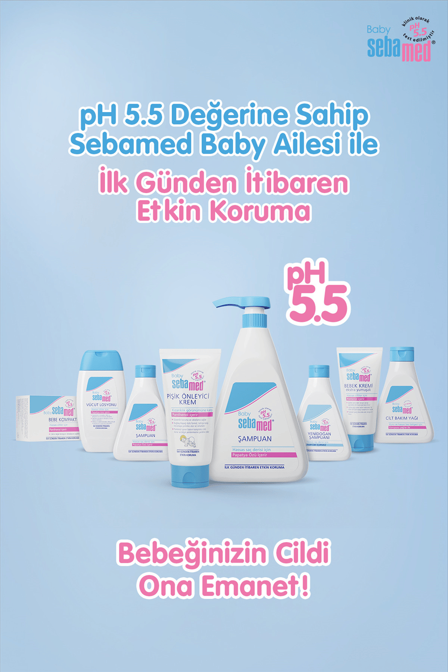 Baby pH 5.5 Göz Yakmayan Formül Nemlendirici Etkili Papatya Özütlü Bebek Şampuanı 500 ml