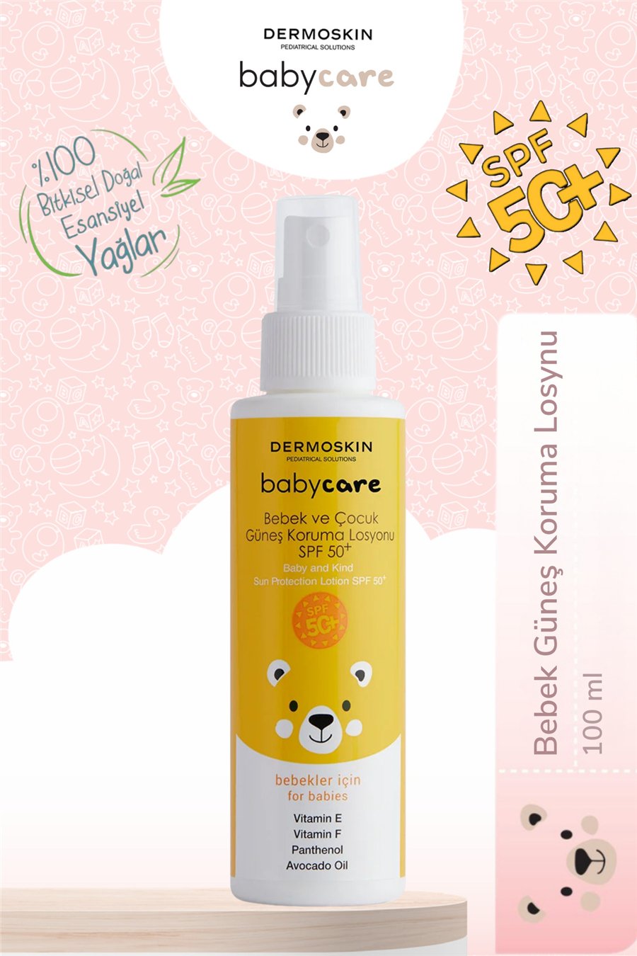 Babycare Bebek ve Çocuk Güneş Koruma Vücut Losyonu | Spf 50+ | Probiyotikli UVA & UVB | 100 ml
