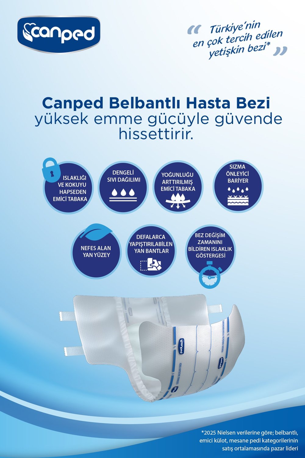 Belbantlı Hasta Bezi Büyük Boy Large 30 Lu