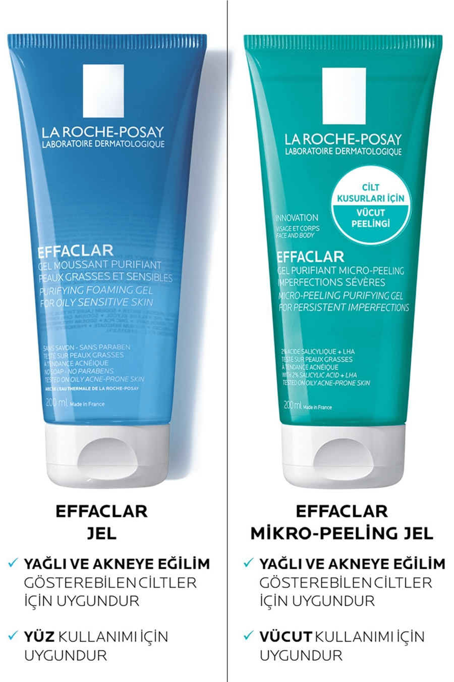 Effaclar Mikro-peeling Arındırıcı Jel 200 ml- Akneye Eğilim Gösteren Ciltler