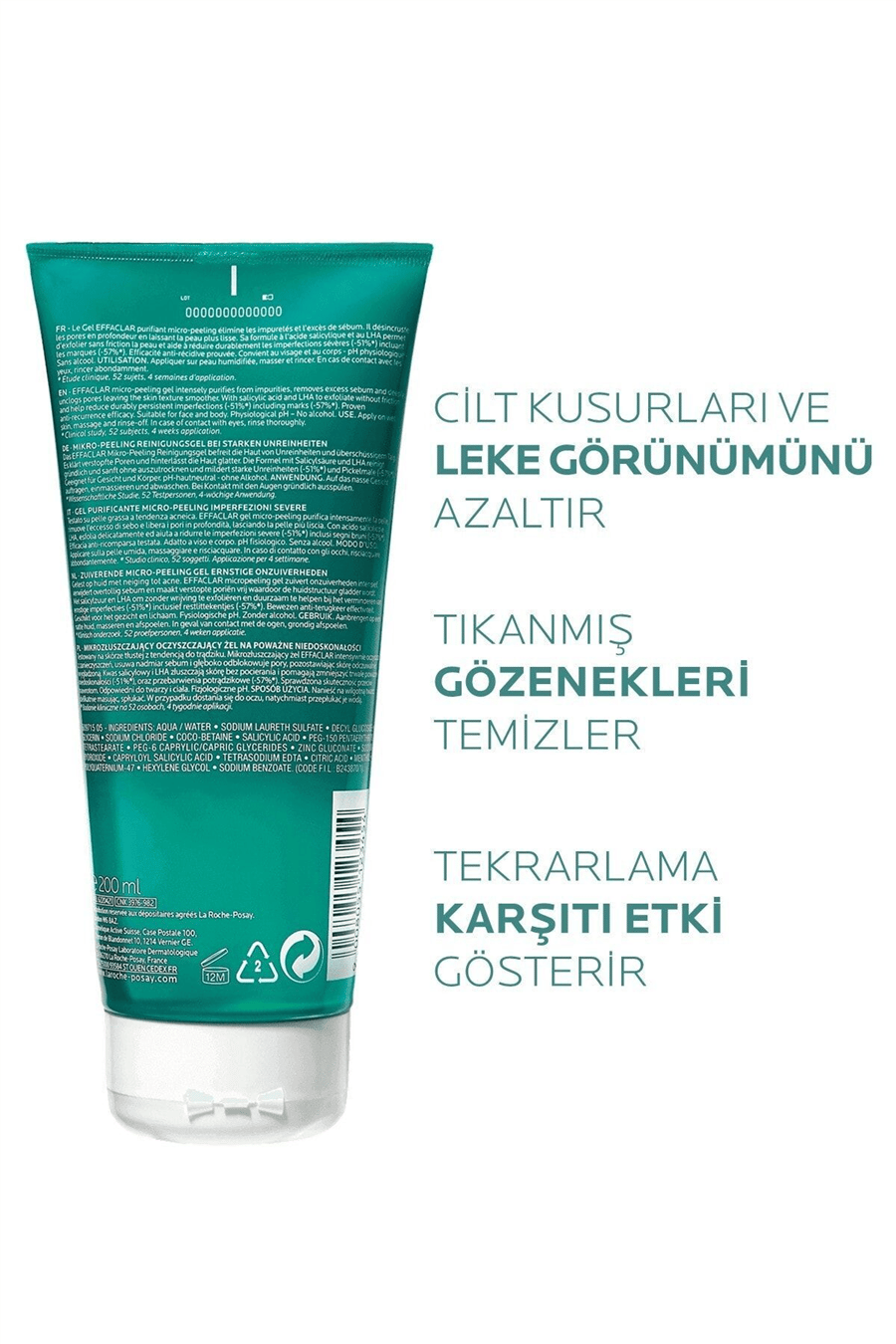 Effaclar Mikro-peeling Arındırıcı Jel 200 ml- Akneye Eğilim Gösteren Ciltler