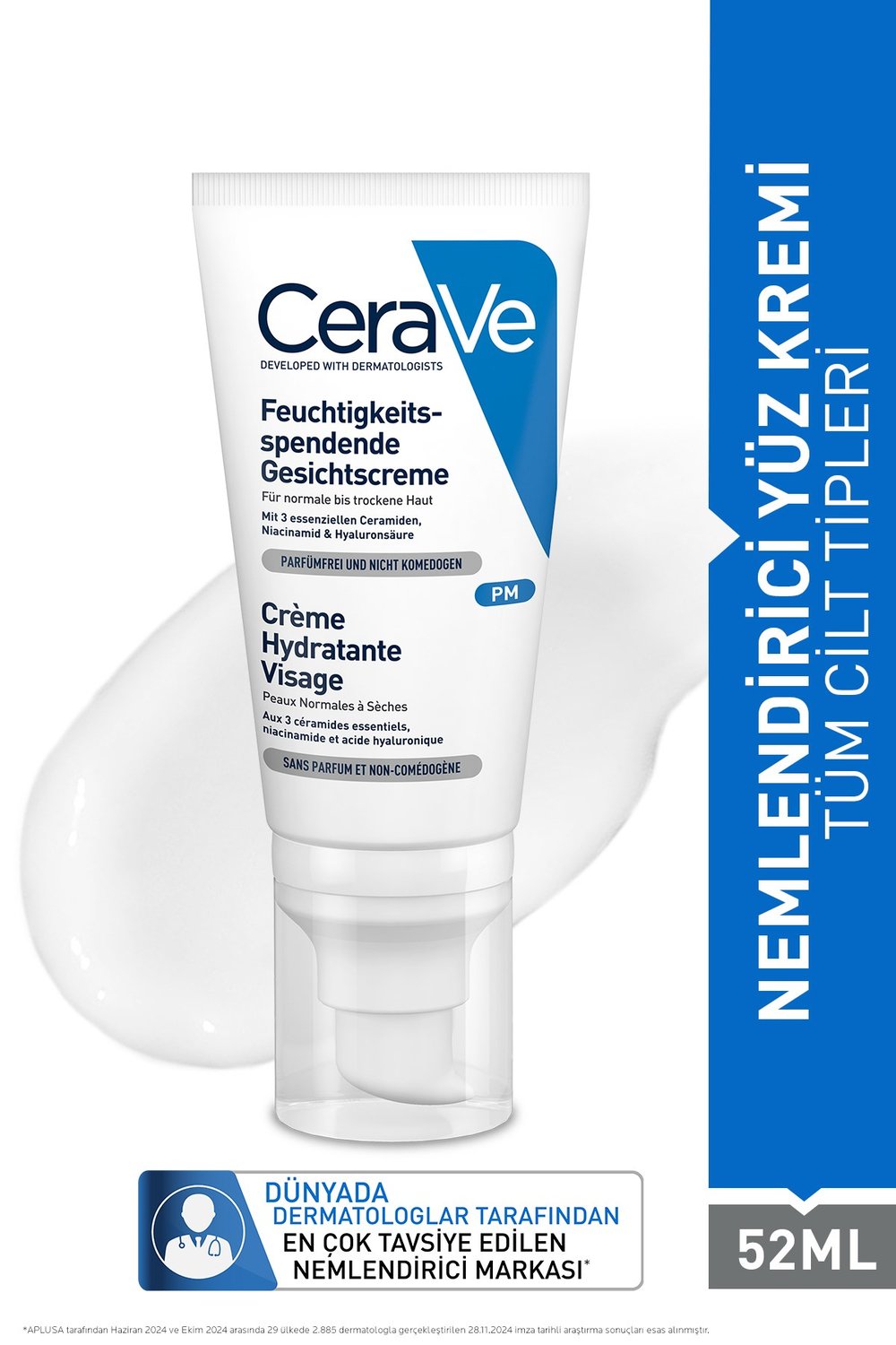 Hyalüronik Asit & Seramid İçerikli Normal ve Kuruya Dönük Ciltler İçin Nemlendirici Yüz Kremi 52 ML