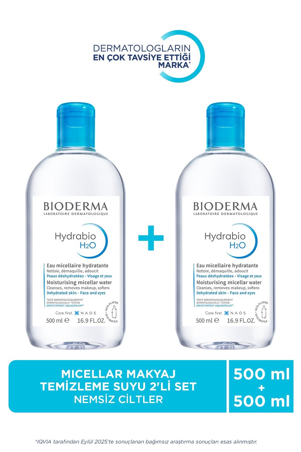 Hydrabio H2O Micellar 2li Avantajlı Set Nemlendirici Makyaj Temizleme Suyu 2x500 ml