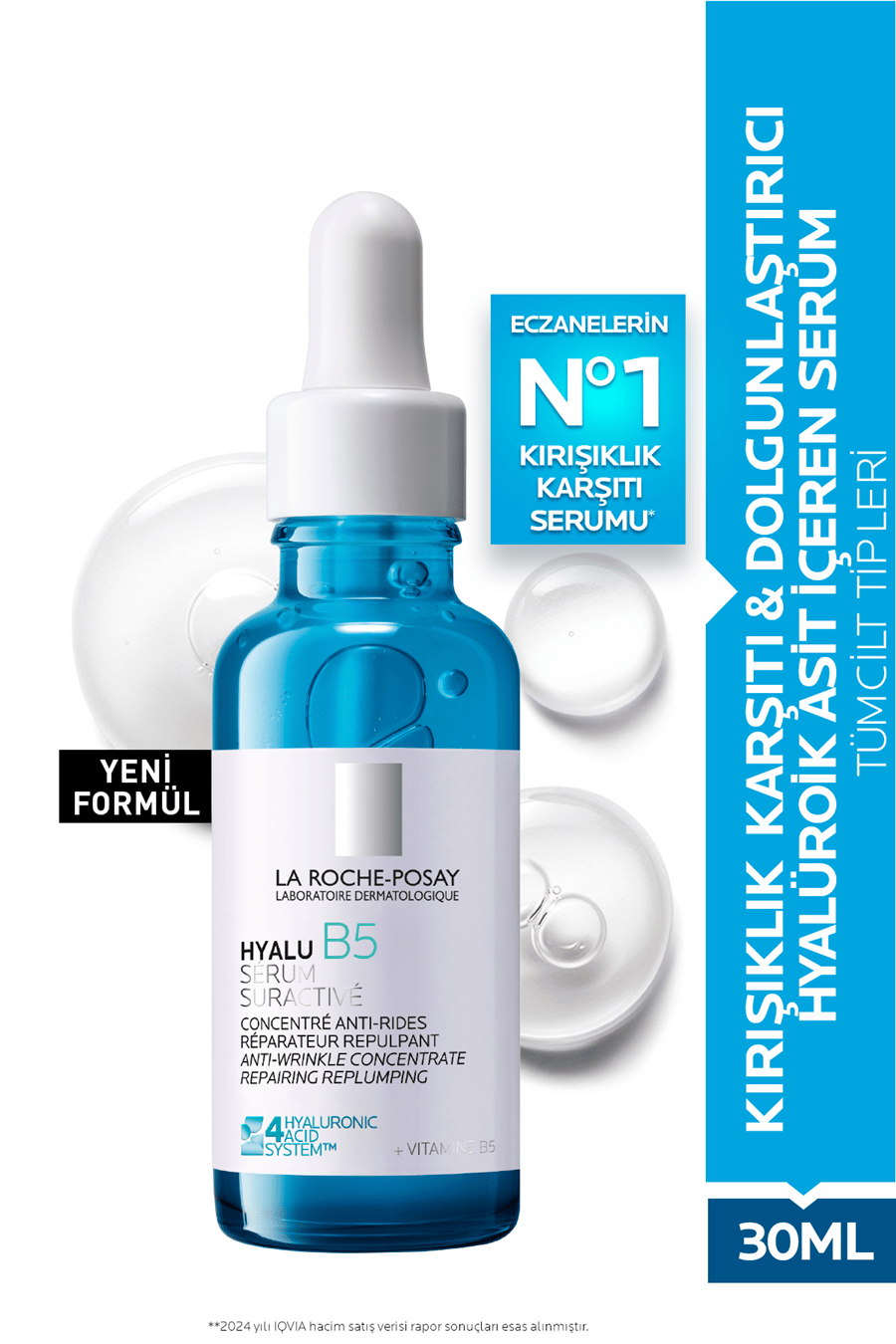 Kırışıklık Karşıtı ve Dolgunlaştırıcı Hyalüronik Asit İçeren Hyalu B5 Serum 30 ml