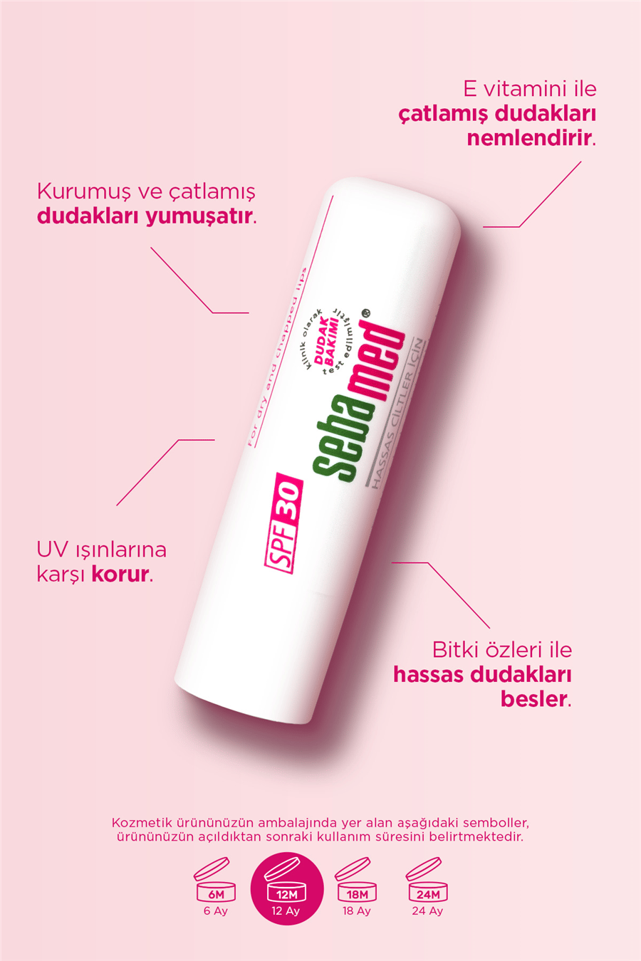 Kurumuş Çatlamış ve Hassas Dudaklar - Yoğun Nemlendiricili Lipbalm - Dudak Bakım Kremi 30 SPF 4,8 gr