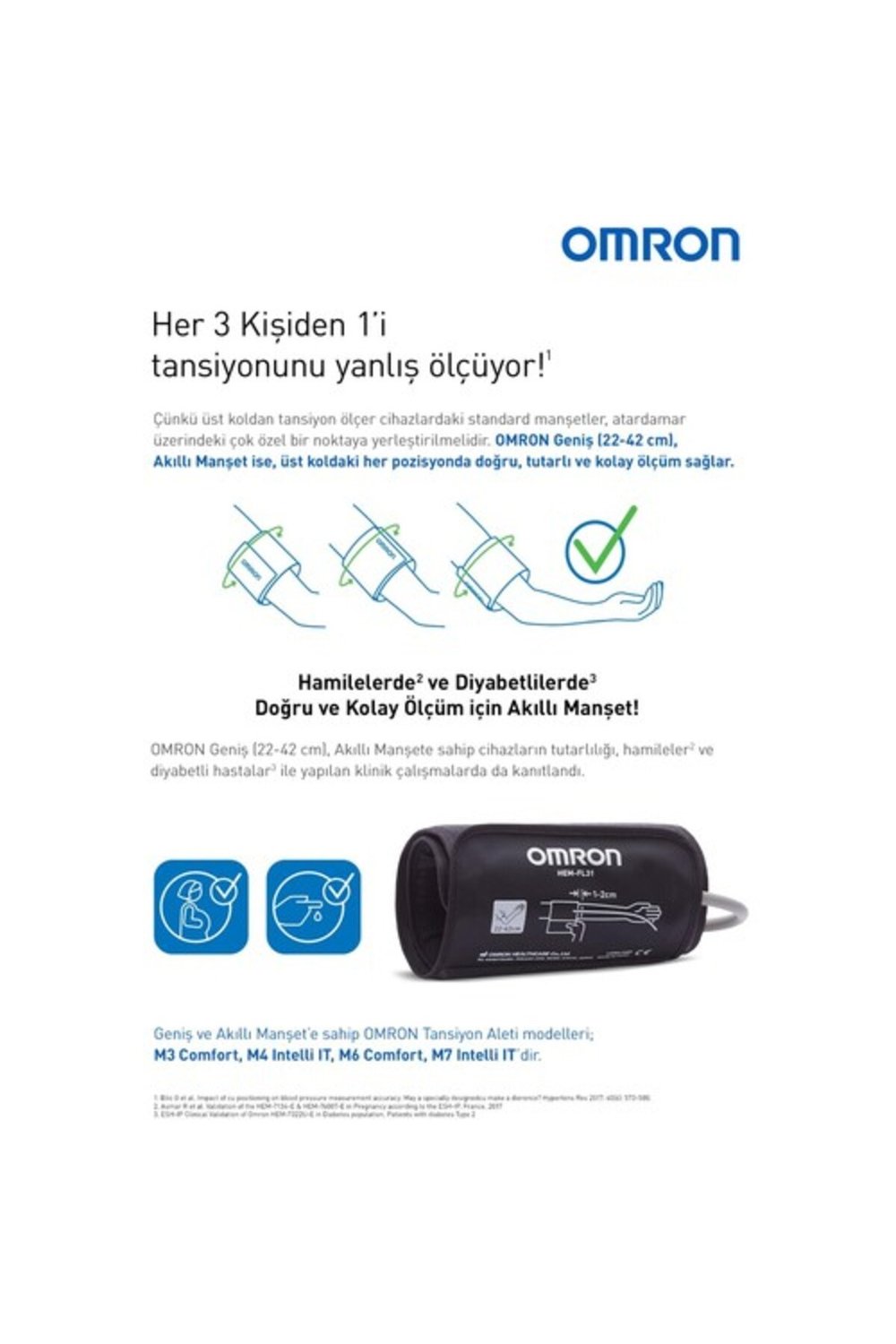 M2+ 30 Ölçüm Hafızalı Geniş Manşetli Üst Koldan Ölçer Dijital Tansiyon Aleti HEM-7146-E