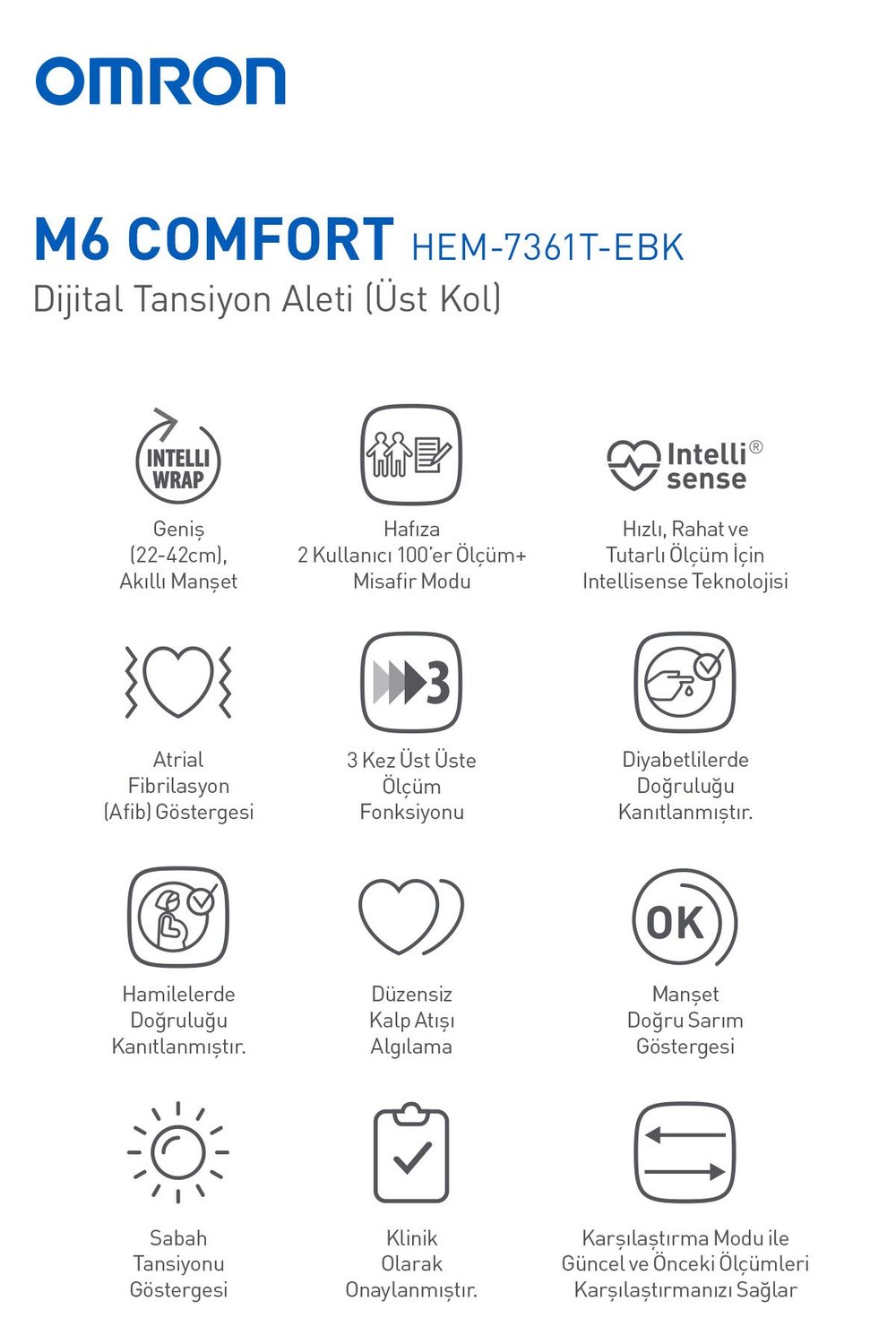 M6 Comfort AFib HEM-7380-E Koldan Ölçer Tansiyon Aleti