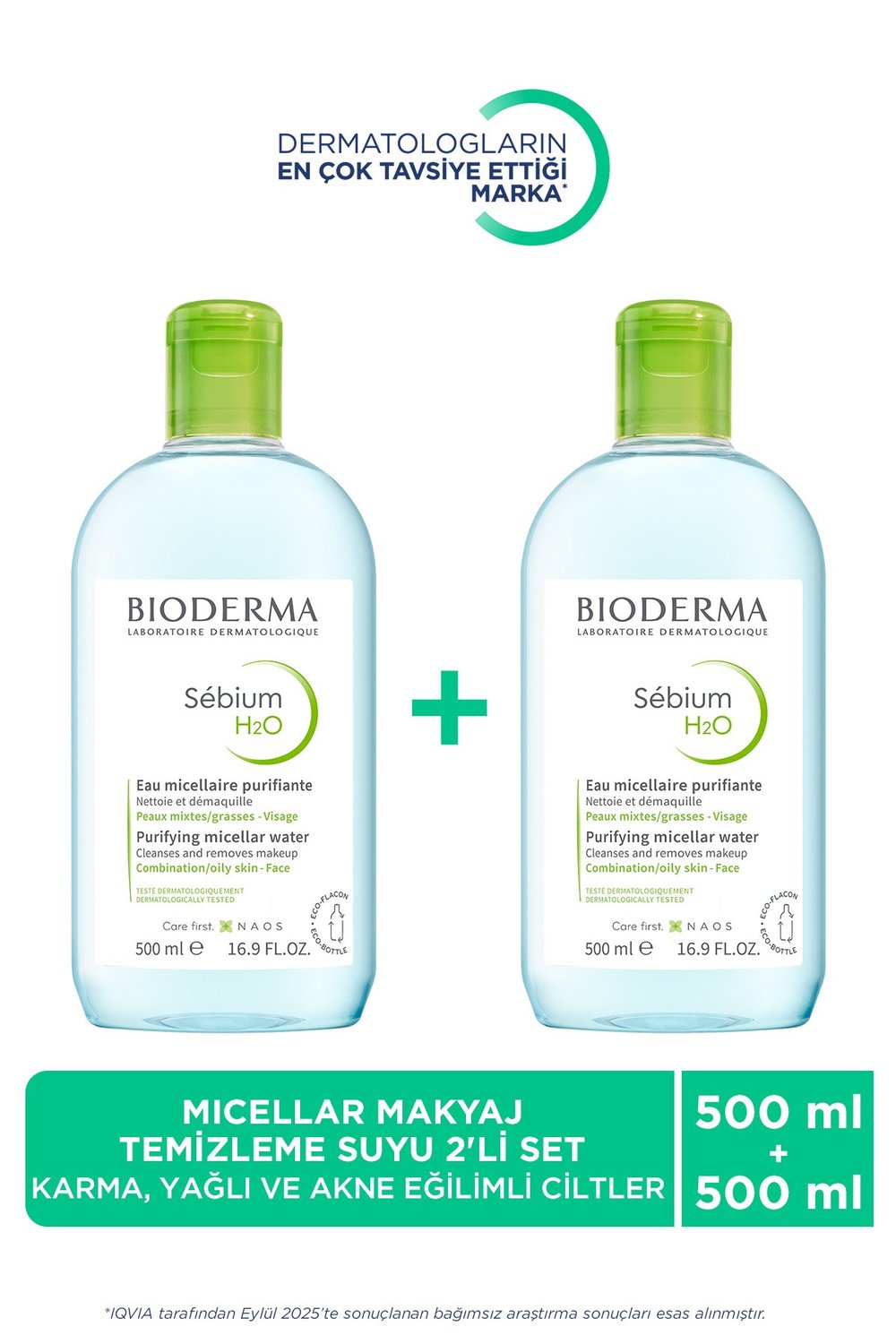 Sebium H2O 2li Avantajlı Set Karma, Yağlı Ciltler için Micellar Makyaj Temizleme Suyu 2x500 ml
