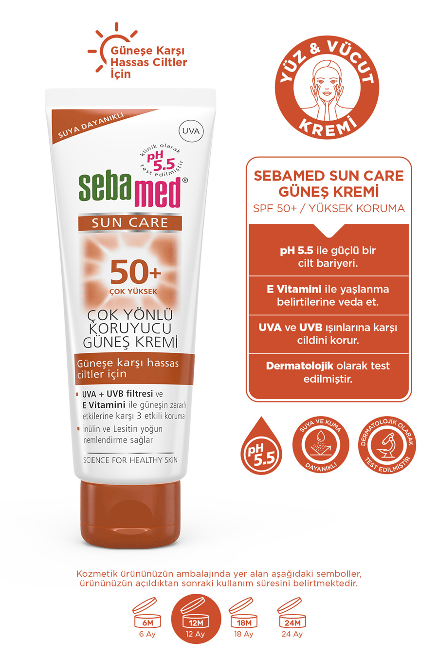 Sun Care SPF 50+ UVA / UVB Filtresi ve E Vitamini Üçlü Yüksek Koruma Çok Yönlü Güneş Kremi 75 ml