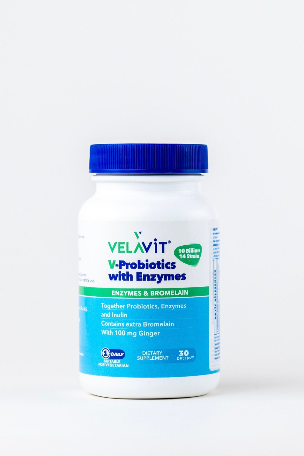 V-Probiotics with Enzymes - Enzimli Probiyotik - Glutensiz 30 Kapsül - 10 milyar KOB - Probiyotikler ve Sindirim Enzimleri Beraber