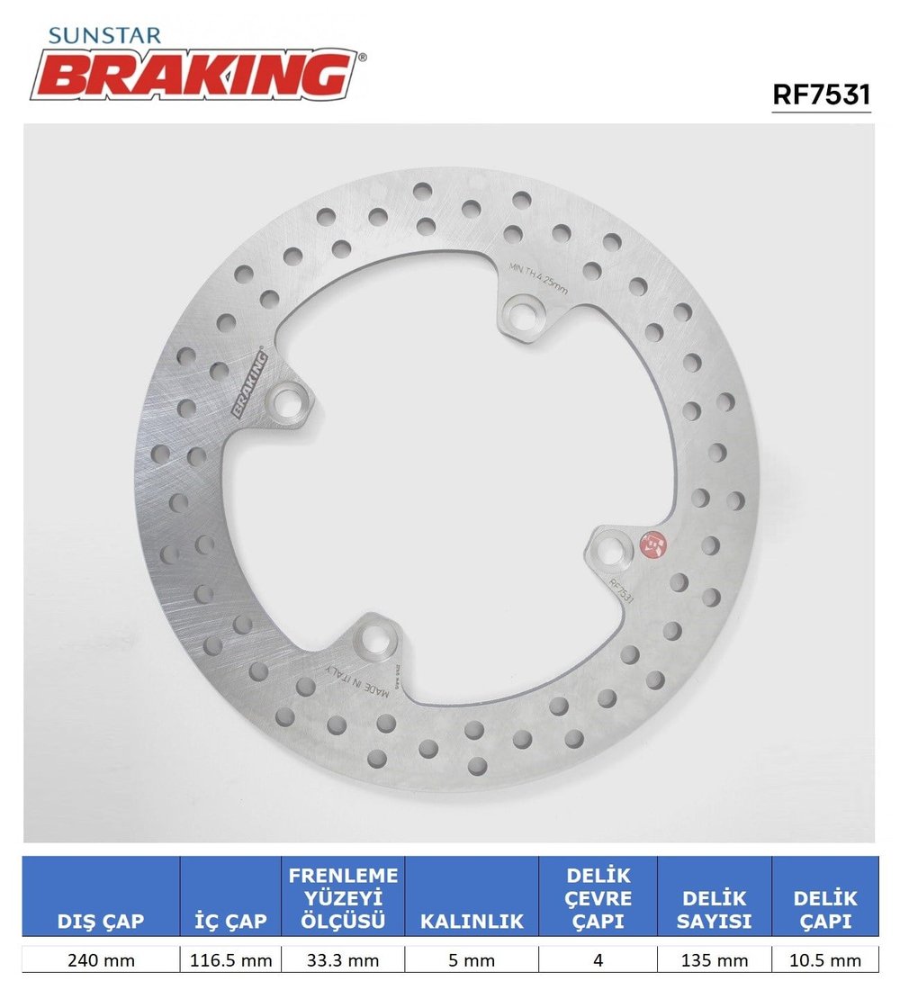 HONDA CBF 500-600-1000 / X-ADV 750 / CBR 600 F YUVARLAK ARKA FREN DİSKİ / BRAKING / ARKA / HONDA / CB 600F HORNET / 600cc