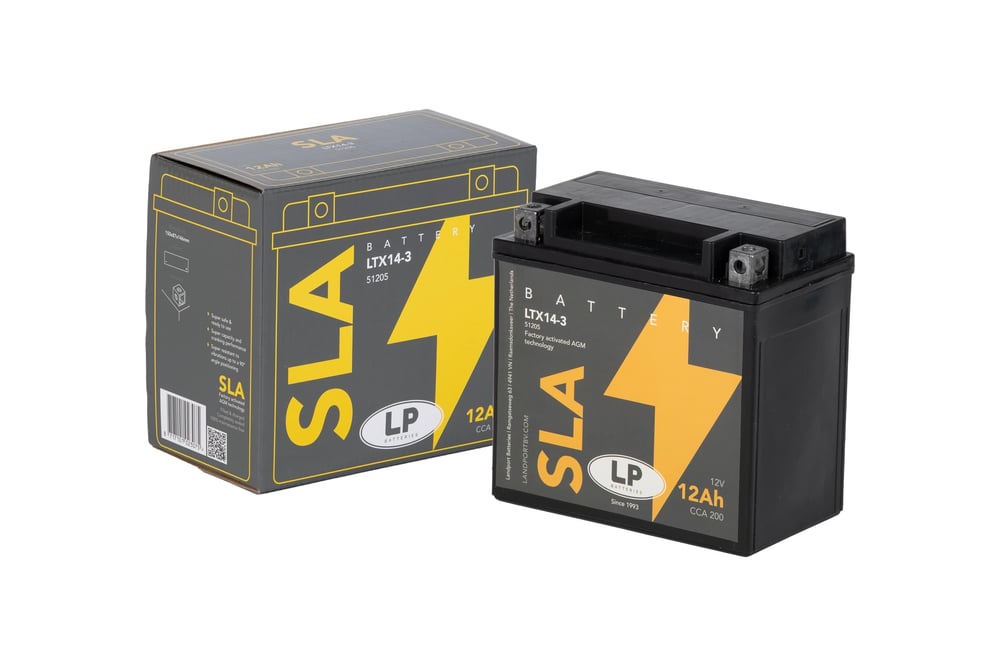 SLA AKÜ (MB LTX14-3) / 12 A / KG: 4,1 / L:150 / W:87 / H:146 / CCA: 200 / LP - LANDPORT / HARLEY D. / SPORTSTER ROADSTER / 1200cc