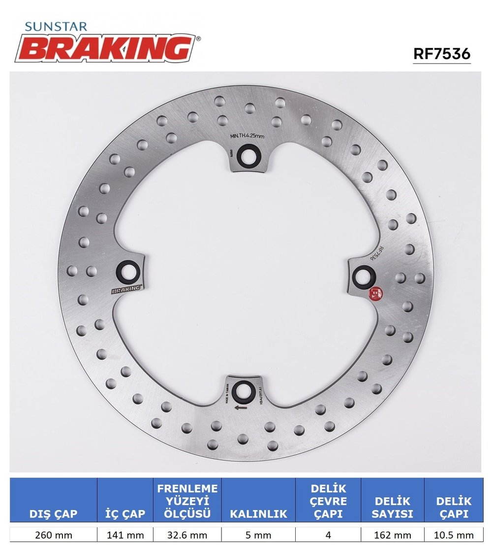 SUZUKI DL 650-1000-1050 / KAWASAKI KLV 1000 YUVARLAK ARKA FREN DİSKİ / BRAKING / ARKA / SUZUKI / DL V-STROM / XT / 1000cc