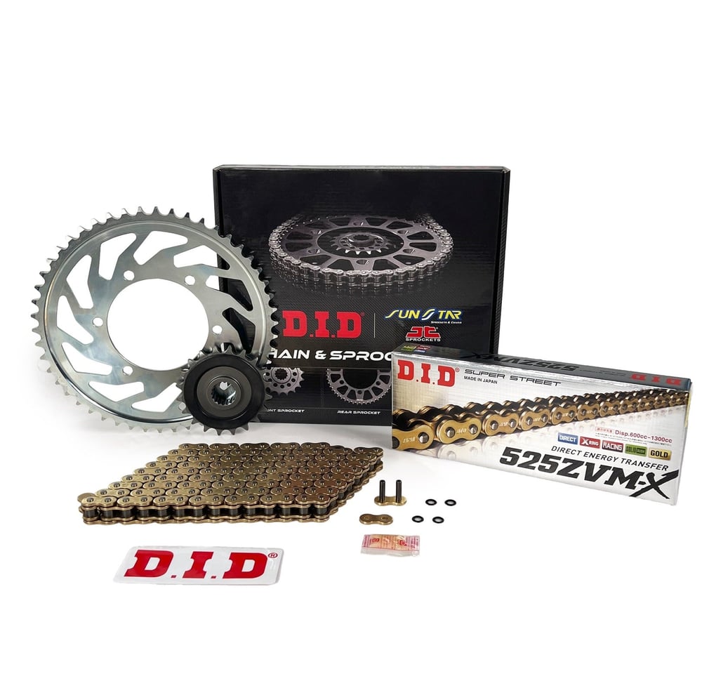 ZİNCİR DİŞLİ SETİ - BMW F 800 R (800 CC) - (2009-2018) / DID ZİNCİRLİ SET / ZİNCİR : DID-525ZVM-X (GOLD)-120 / DİŞLİ : (20T -47T) / BMW / F 800 R / 800cc