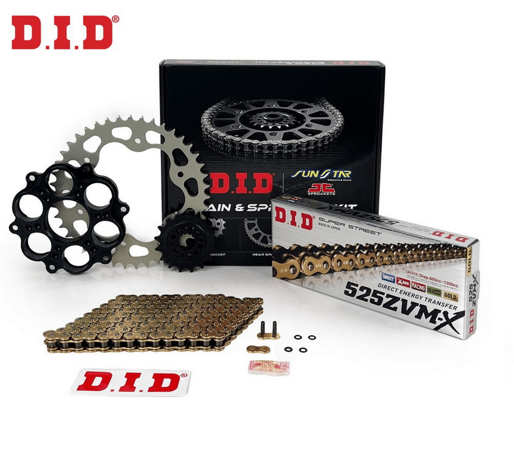 ZİNCİR DİŞLİ SETİ - DUCATI MONSTER R / S (1200 CC) - (2014-2020) / DID ZİNCİRLİ SET / ZİNCİR : DID-525ZVM-X (GOLD)-108 / DİŞLİ : (15T -41T) / DUCATI / MONSTER R / S / 1200cc