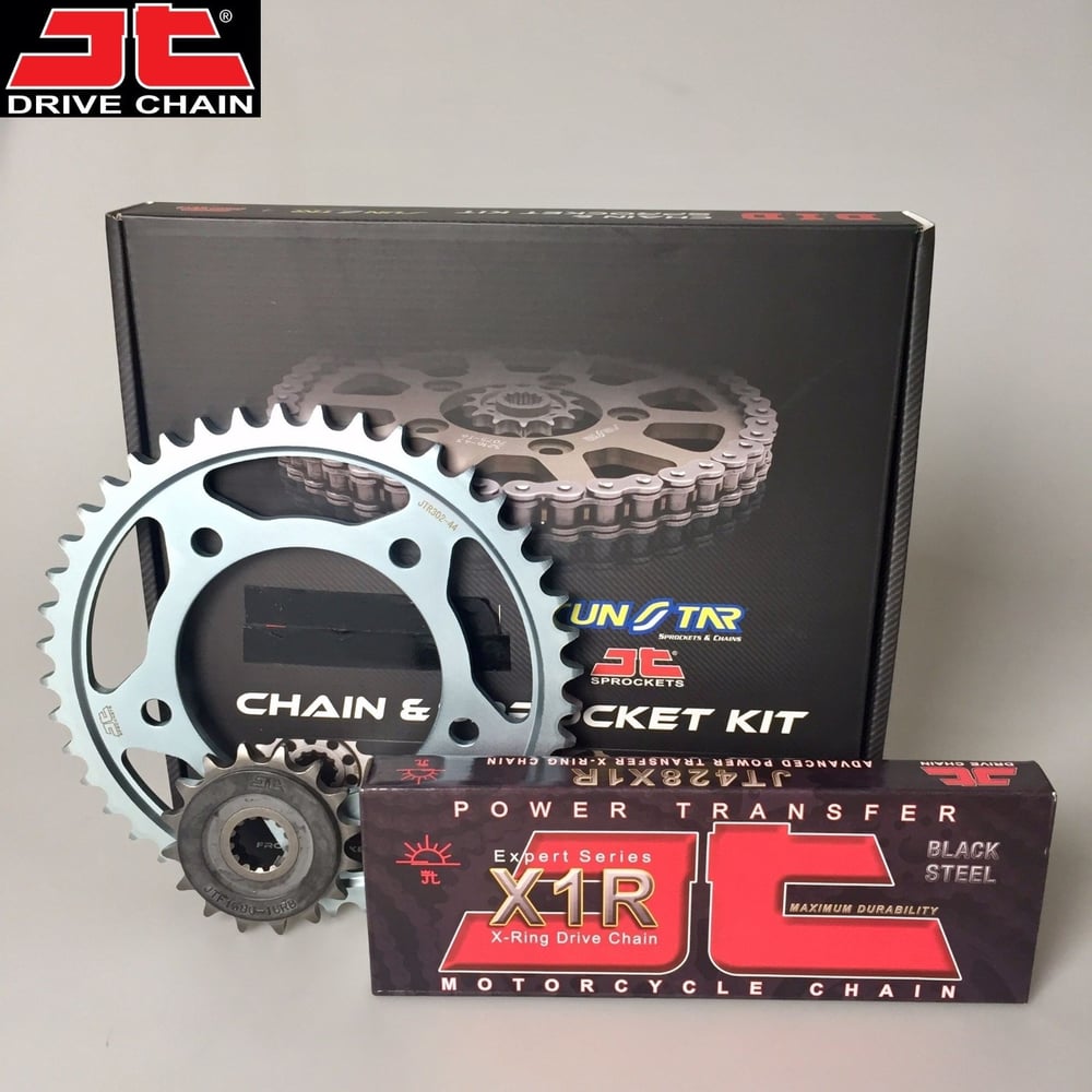 ZİNCİR DİŞLİ SETİ - HONDA CBR 125 R (125 CC) - (2004-2010) / JT ZİNCİRLİ SET / ZİNCİR : JT-428X1R (ÇELİK)-124 / DİŞLİ : (15T -42T) / HONDA / CBR 125 R / 125cc