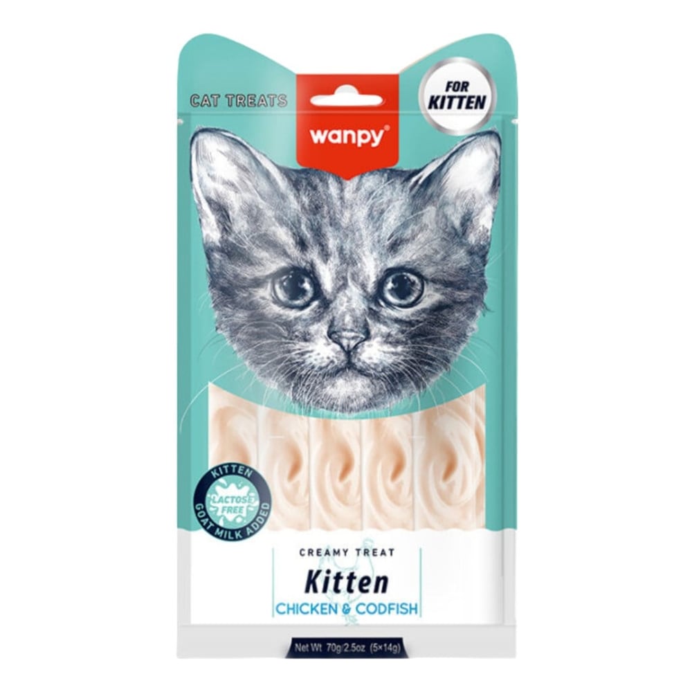 Wanpy Creamy Treat Tavuklu Ve Monnalı Yavru Kedi Krema Ödül Maması 14Gr (5'Li)