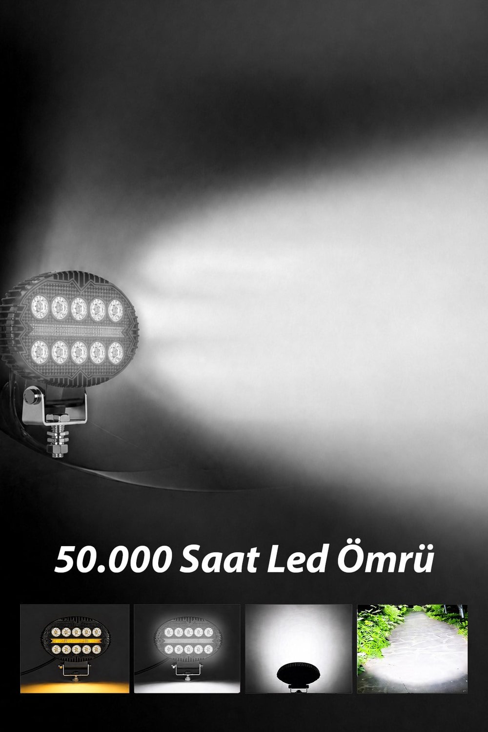 2 Adet 20W 10 LED Oval Off Road Sarı Çakar Modlu Aydınlatma Ledi Çalışma Lambası Demir Döküm Siyah Renk