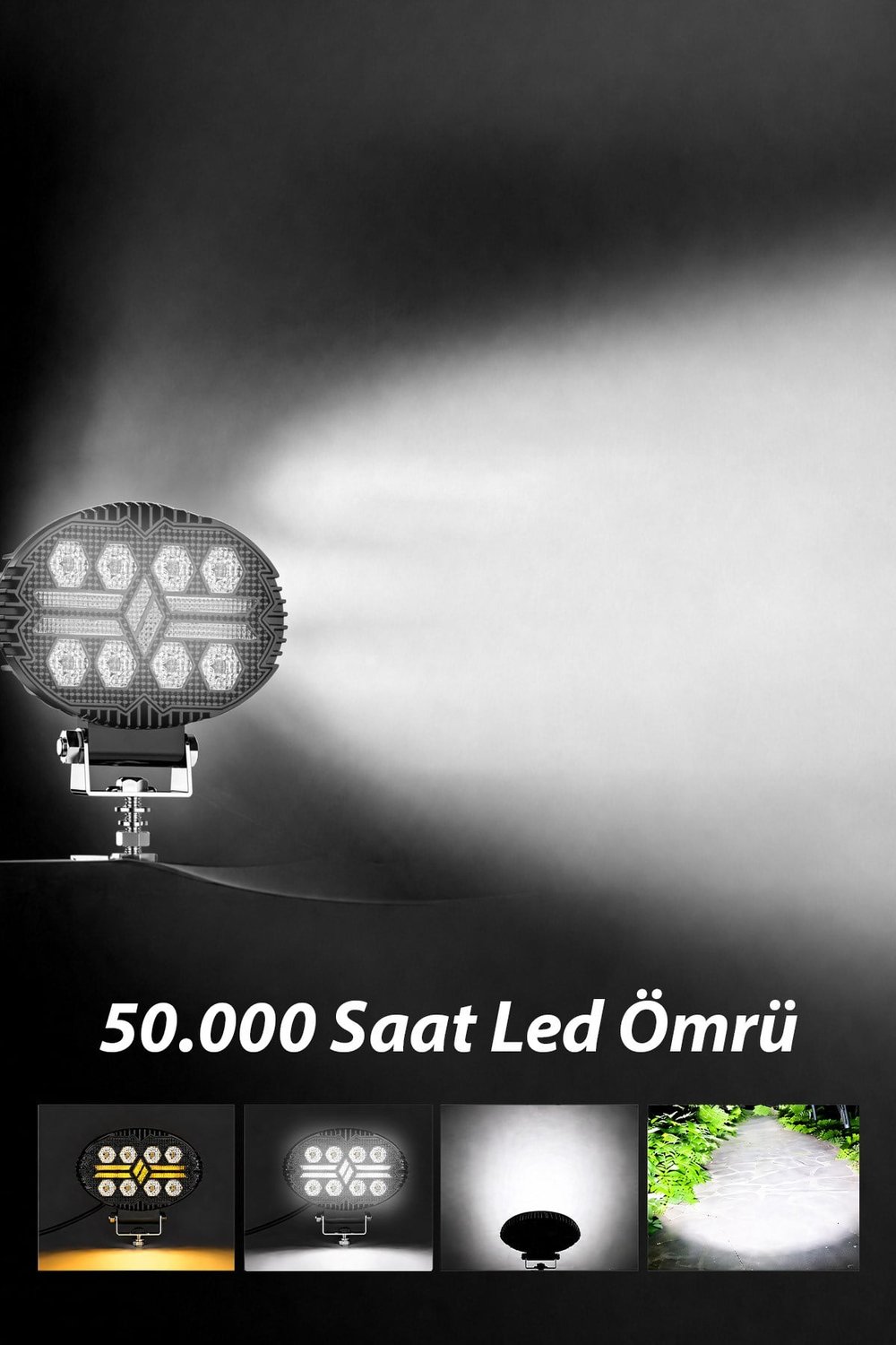 2 Adet 20W 8 LED Oval Off Road Sarı Çakar Modlu Aydınlatma Ledi Çalışma Lambası Demir Döküm Siyah Renk
