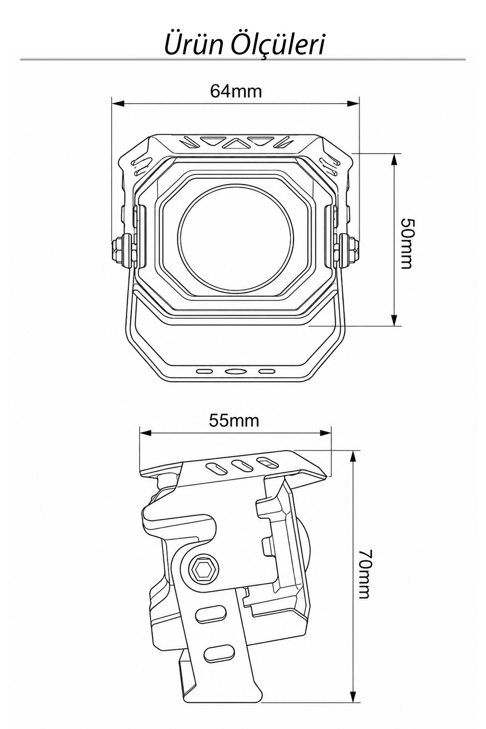 2 Adet 20W Çift Mercekli Angelli Motosiklet Sis Lambası Çift Renkli Beyaz Sarı ve Çakarlı 12V-24V Döküm Gövde Sarı