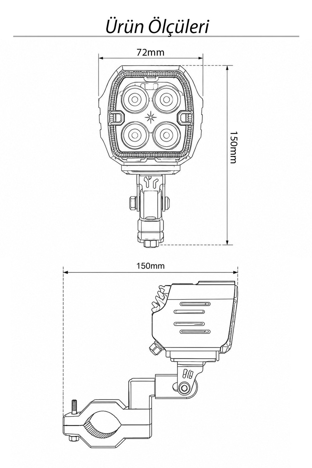 2 Adet Angel Mercekli Motosiklet Sis Lambası Sis Filtreli Yayıcı Beyaz LED Sarı Çakar Modlu 12V-24V Çakar Modüllü Kablo Setli Demir Döküm Siyah Renk