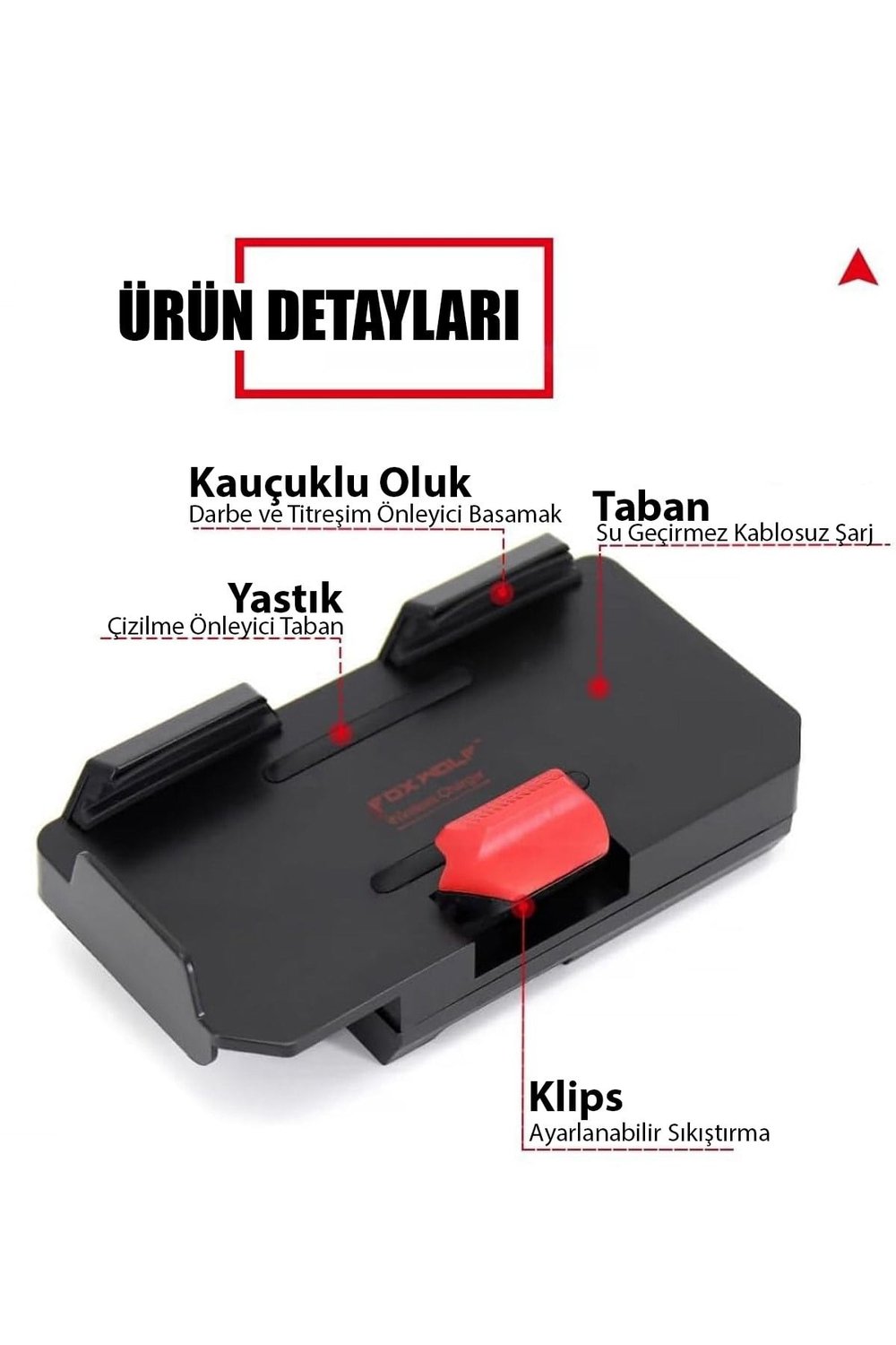 BMW GS Ve Universal Uyumlu Kablosuz Şarjlı Telefon Tutacağı Tüm Yıllar ABS Plastik Siyah Kırmızı Renk