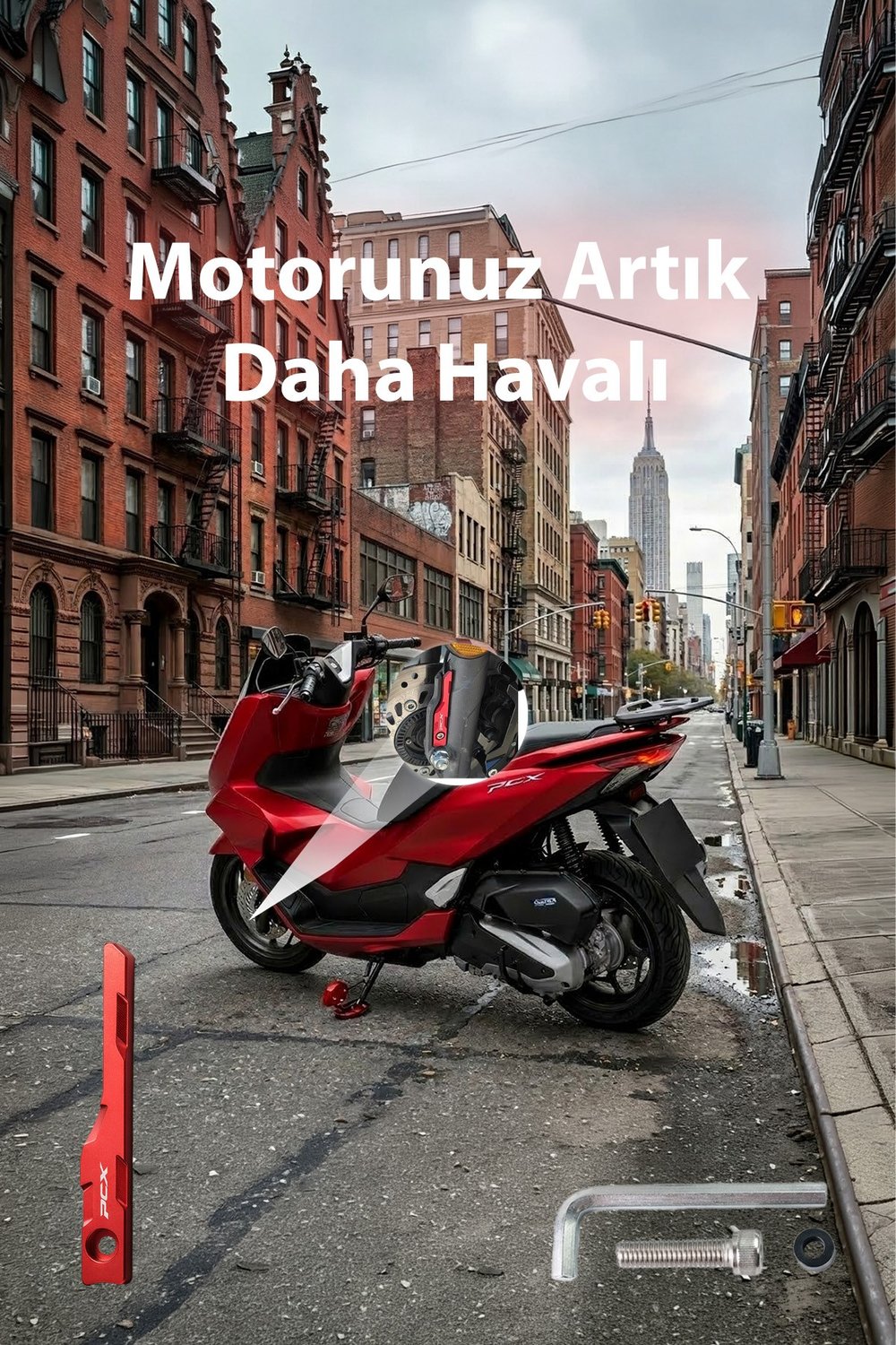 Honda Pcx Uyumlu Abs Sensör Koruma 2021-2026 Cnc Kırmızı