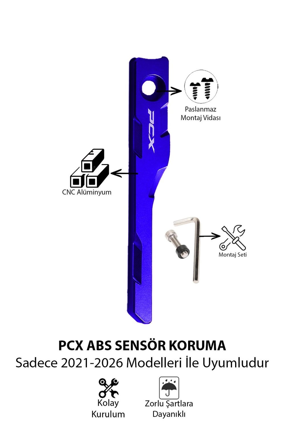 Honda Pcx Uyumlu Abs Sensör Koruma 2021-2026 Cnc Mavi