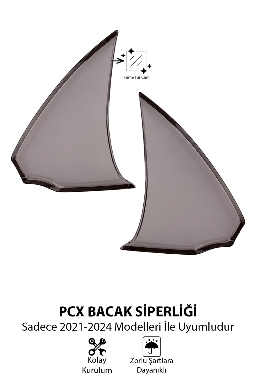Honda Pcx Uyumlu Aerodinamik Bacak Siperliği 2021-2024 Füme