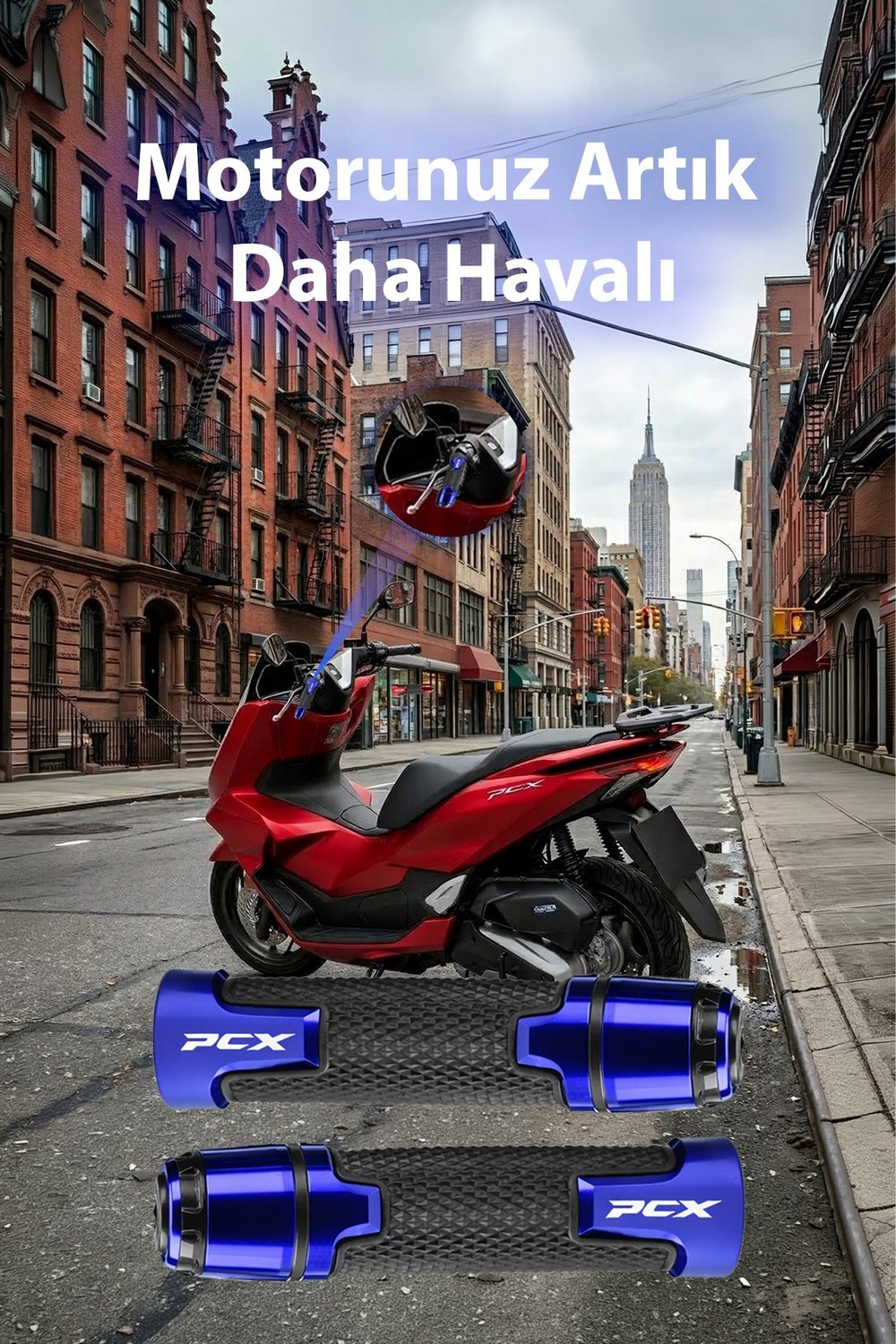 Honda Pcx Uyumlu Alüminyum Elcik 2020-2026 Cnc Mavi