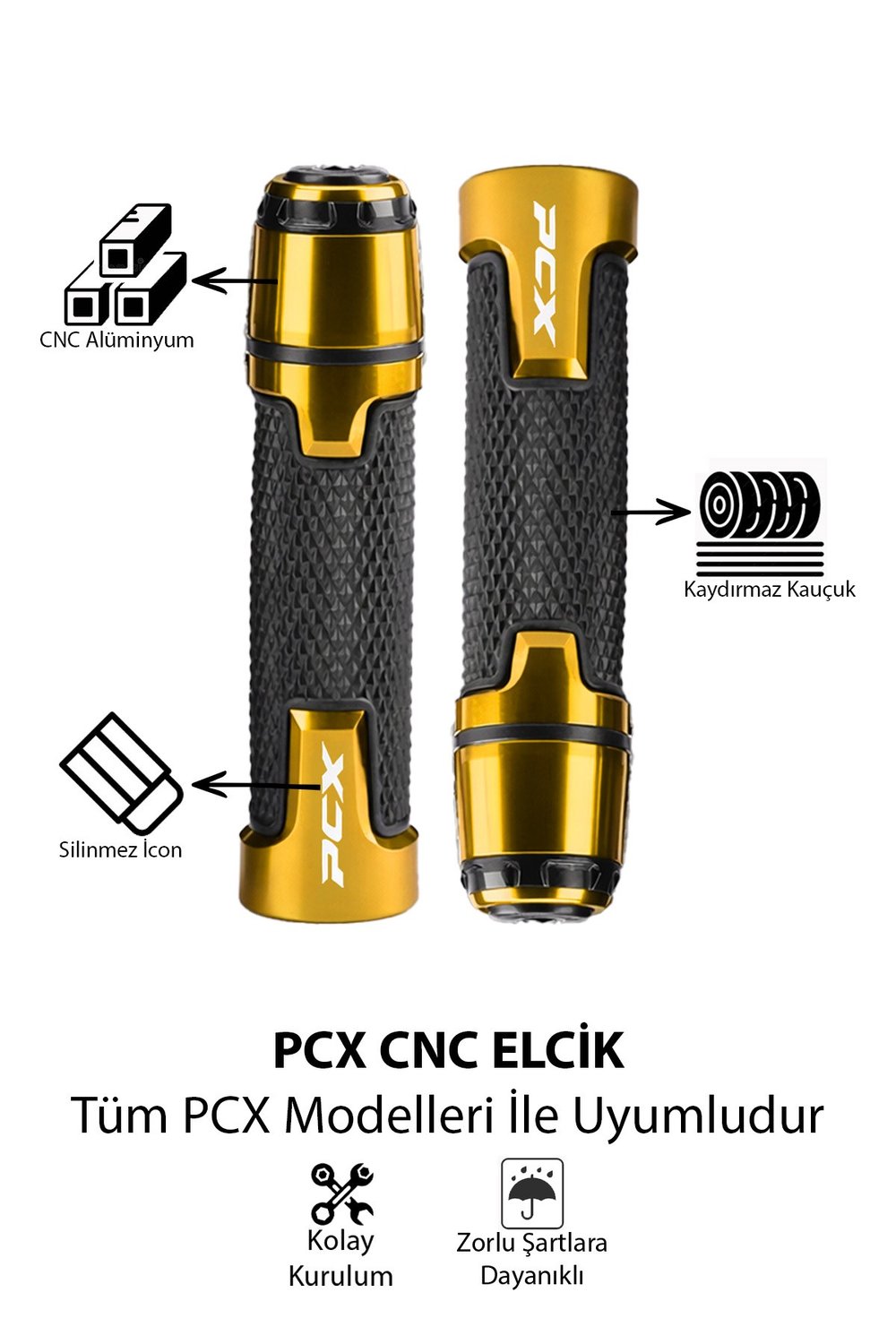 Honda Pcx Uyumlu Alüminyum Elcik 2020-2026 Cnc Gold