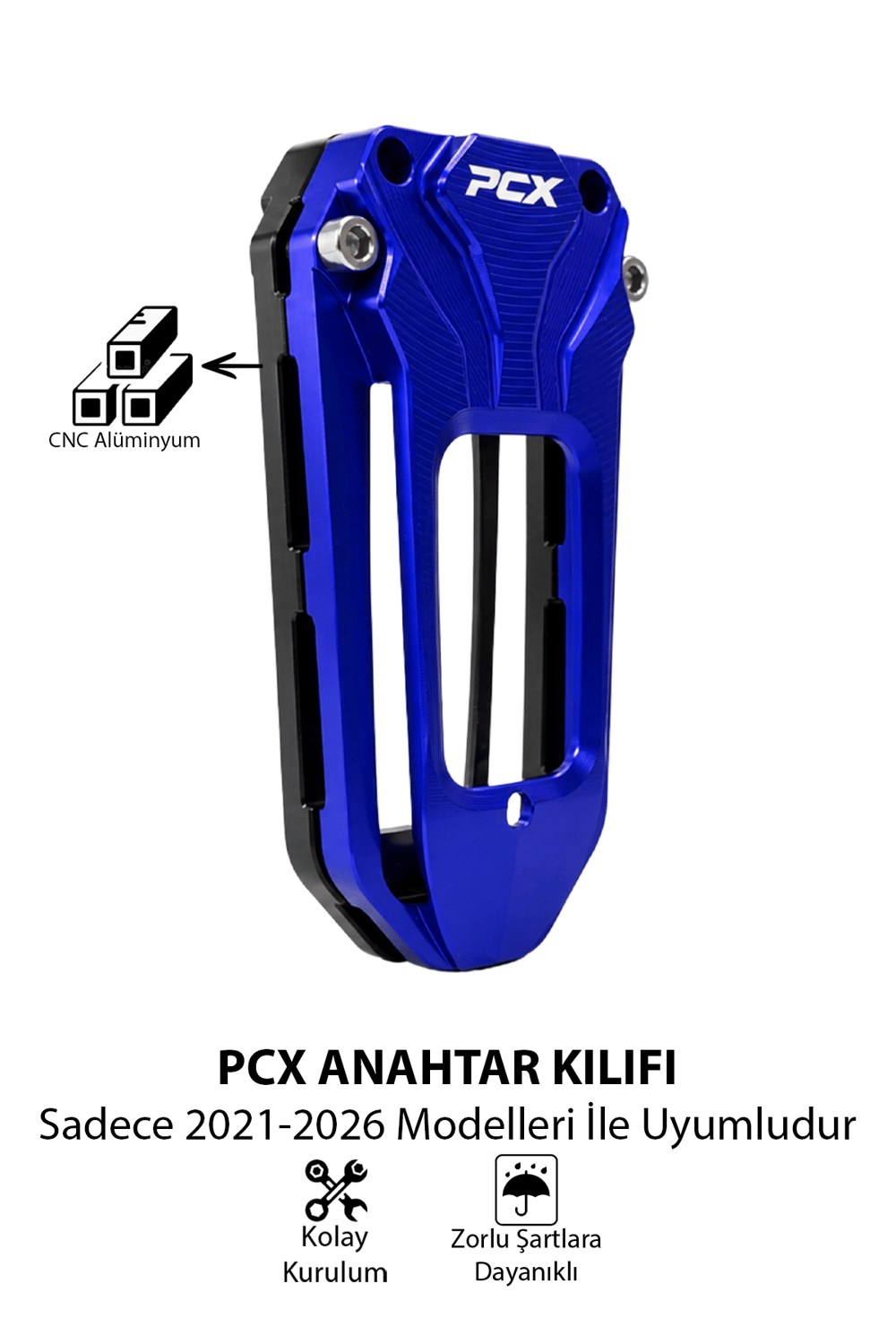 Honda Pcx Uyumlu Anahtar Kılıfı 2021-2026 Cnc Mavi