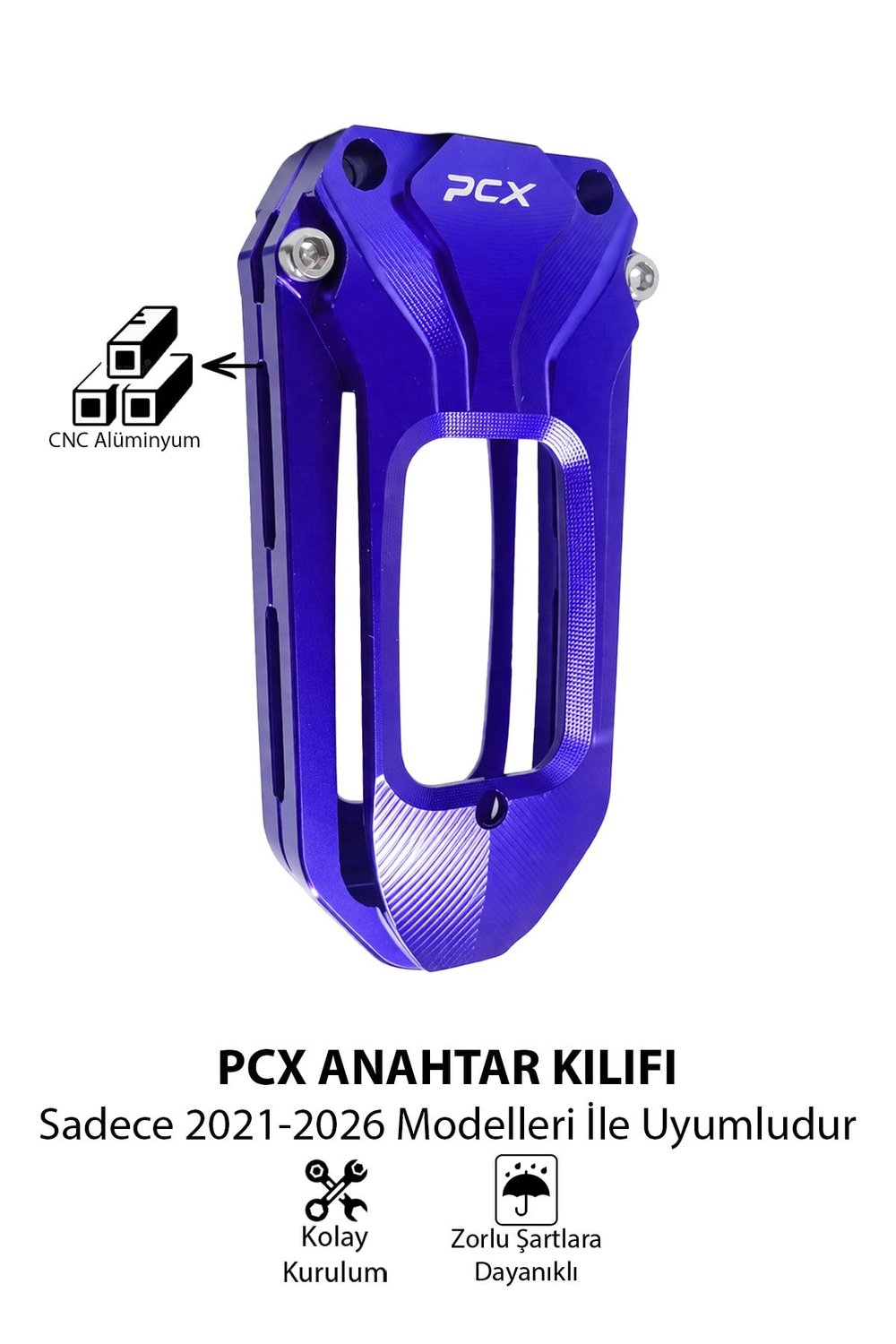 Honda Pcx Uyumlu Anahtar Kılıfı 2021-2026 Cnc Mavi