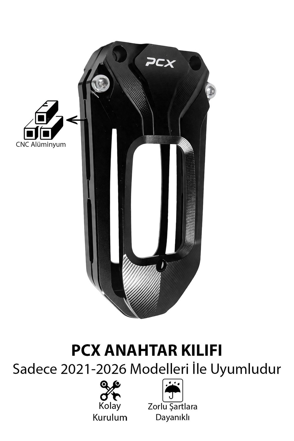 Honda Pcx Uyumlu Anahtar Kılıfı 2021-2026 Cnc Siyah