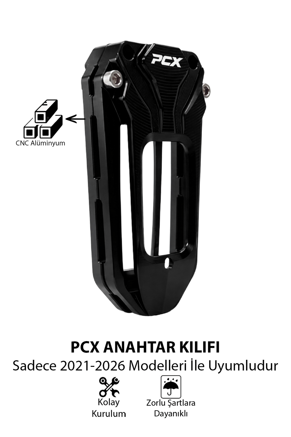 Honda Pcx Uyumlu Anahtar Kılıfı 2021-2026 Cnc Siyah