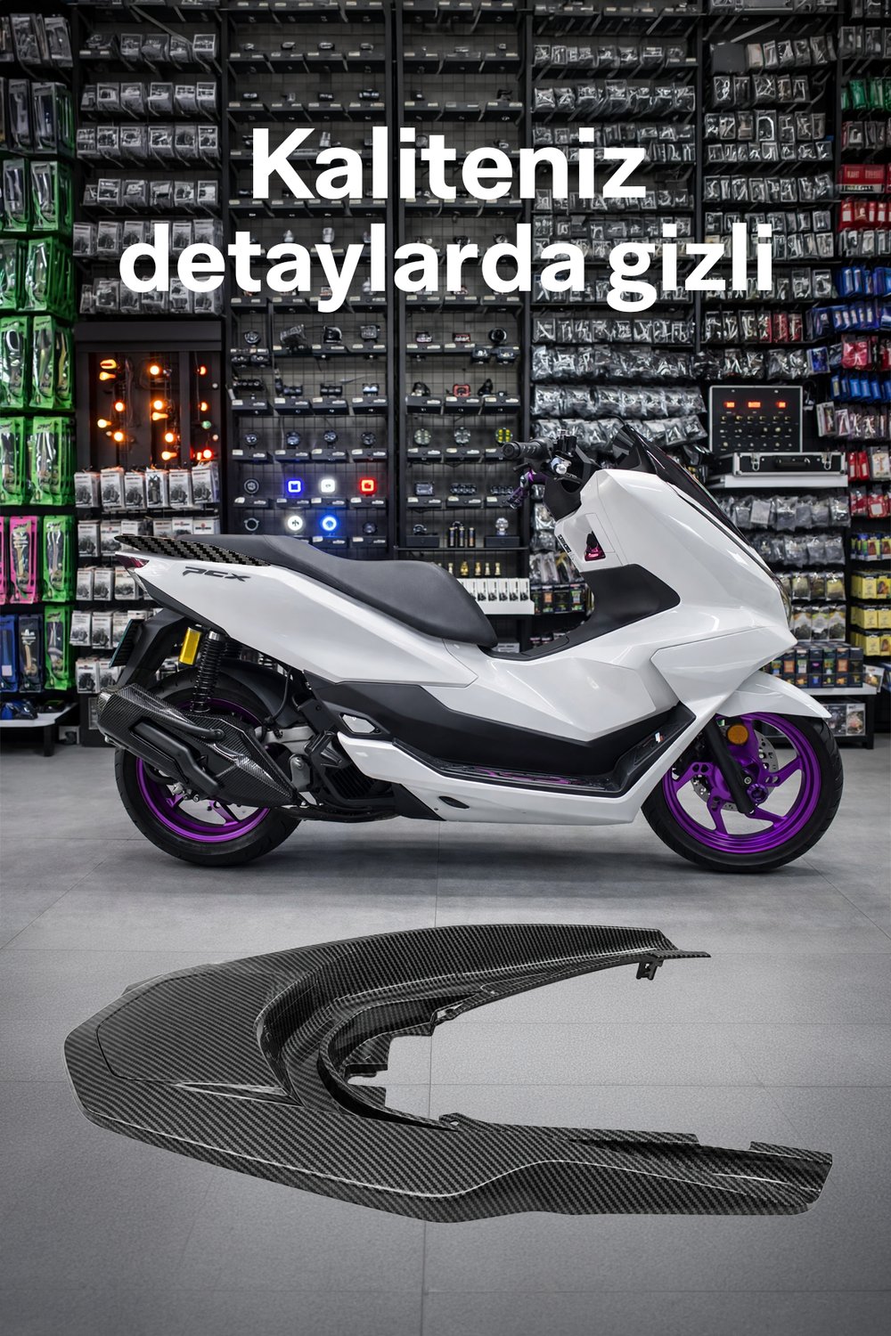 Honda Pcx Uyumlu Arka Sele V 2021-2026 Karbon Desen