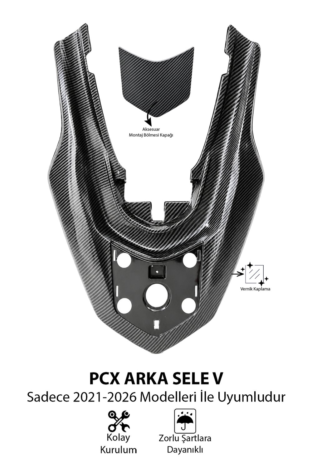 Honda Pcx Uyumlu Arka Sele V 2021-2026 Karbon Desen