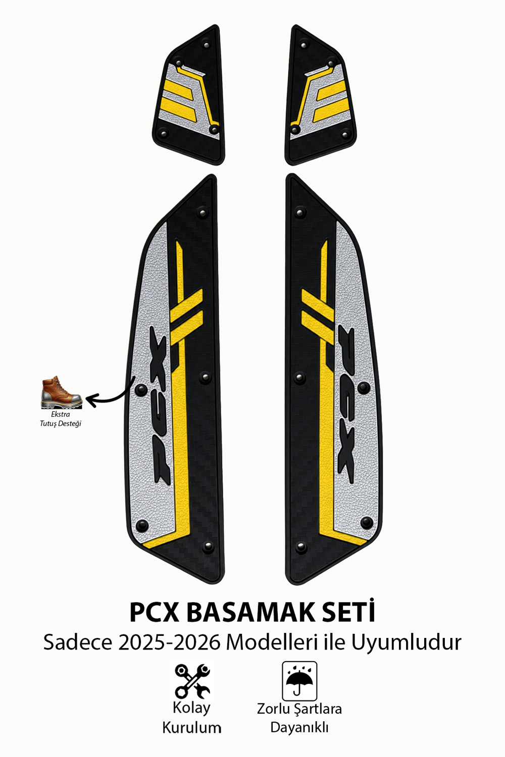 Honda Pcx Uyumlu Basamak Seti 2025-2026 Silikon V1 Sarı