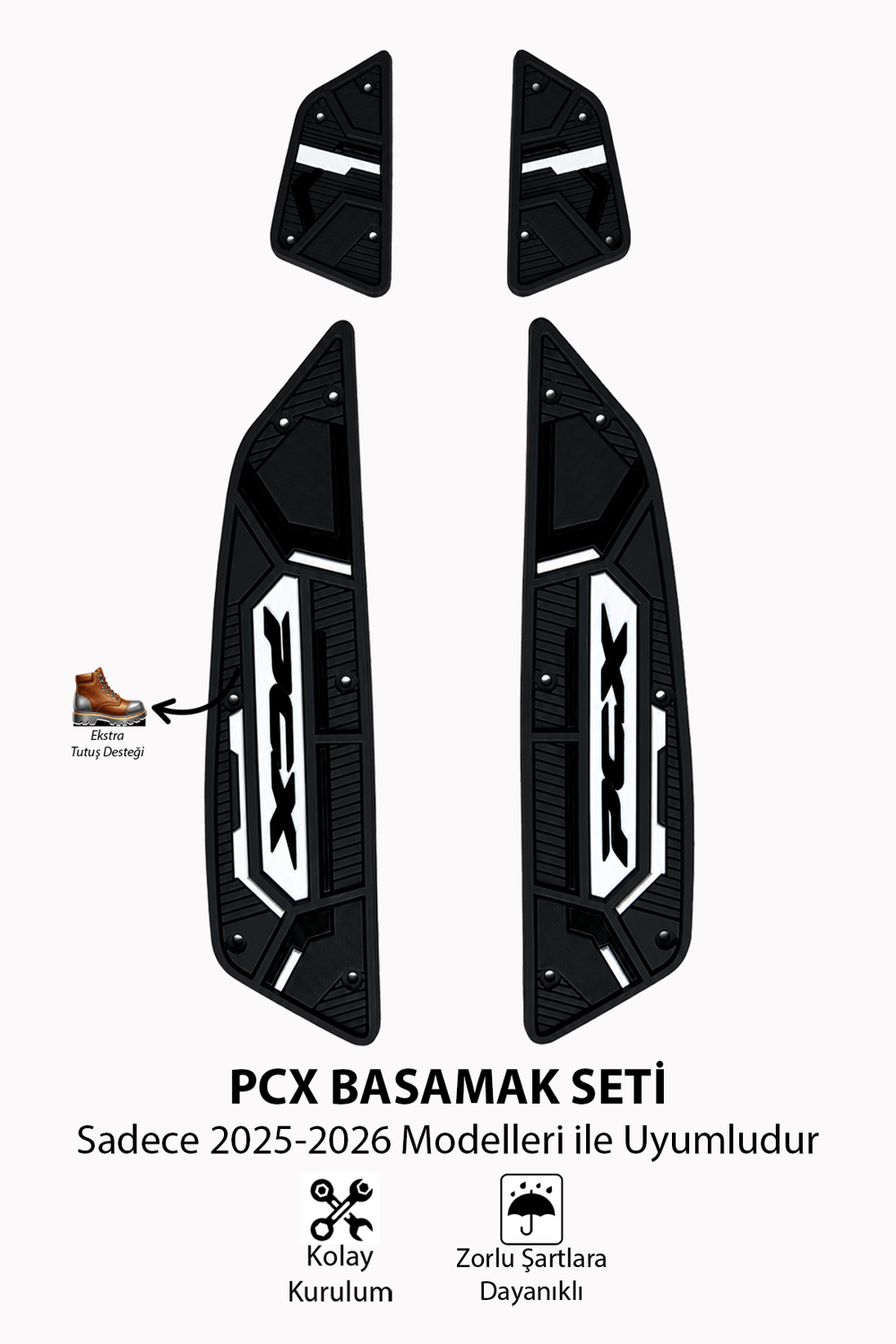 Honda Pcx Uyumlu Basamak Seti 2025-2026 Silikon V2 Siyah