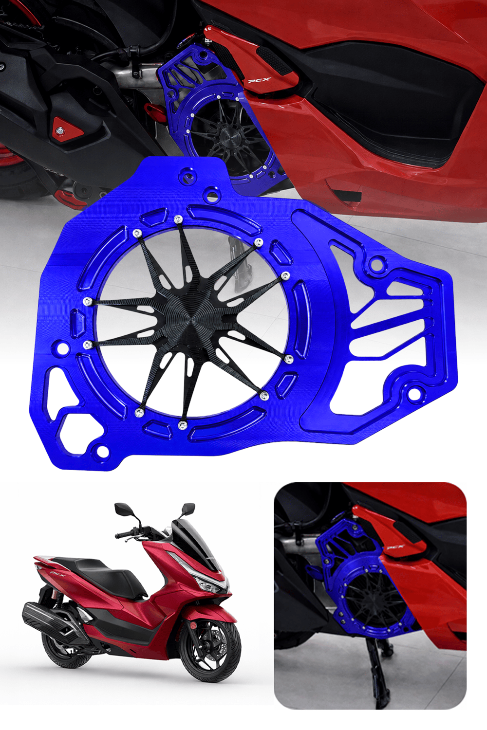 Honda Pcx Uyumlu Deniz Yıldızı Radyatör Koruması 2021-2026 Cnc Mavi