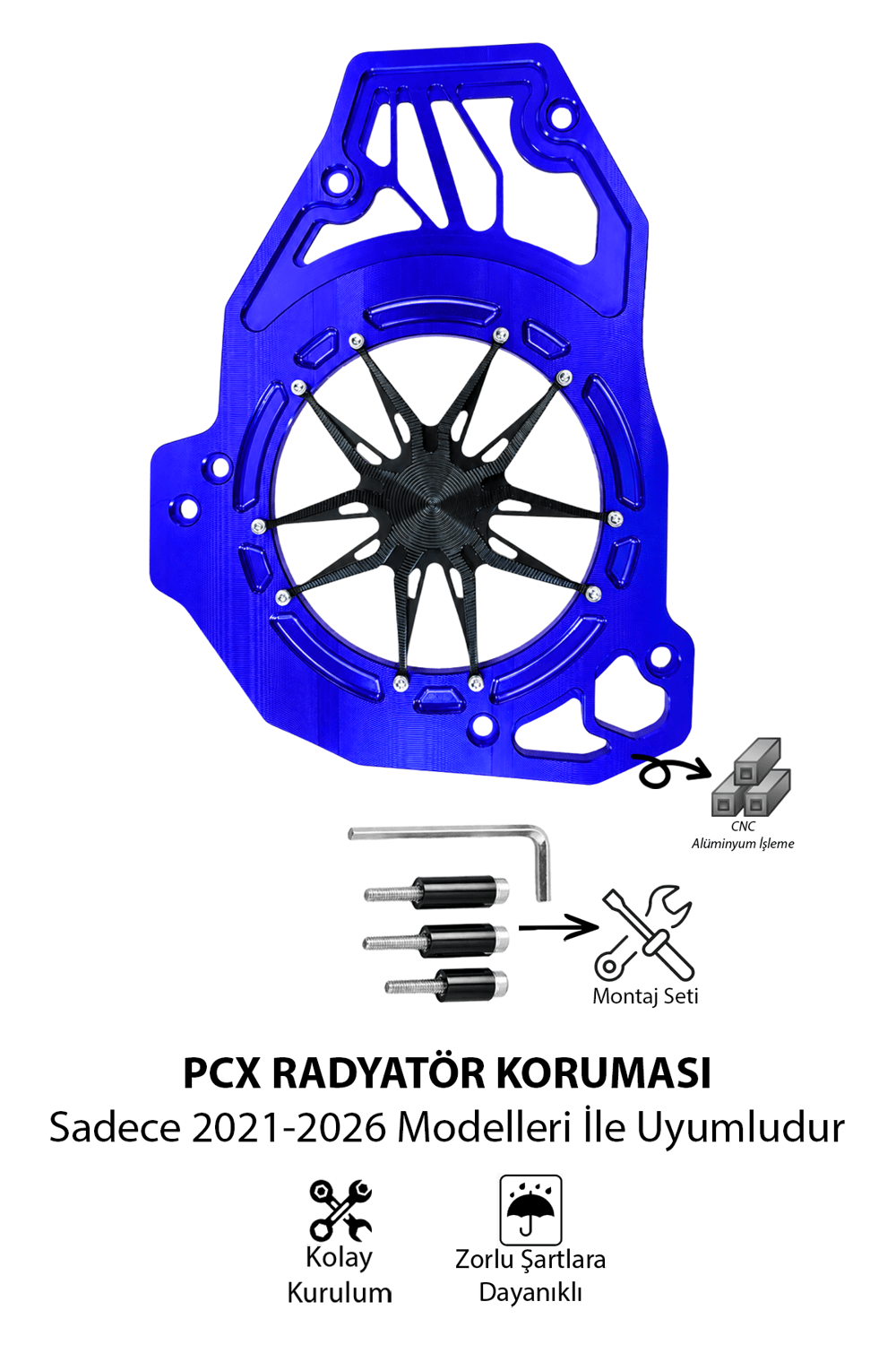 Honda Pcx Uyumlu Deniz Yıldızı Radyatör Koruması 2021-2026 Cnc Mavi