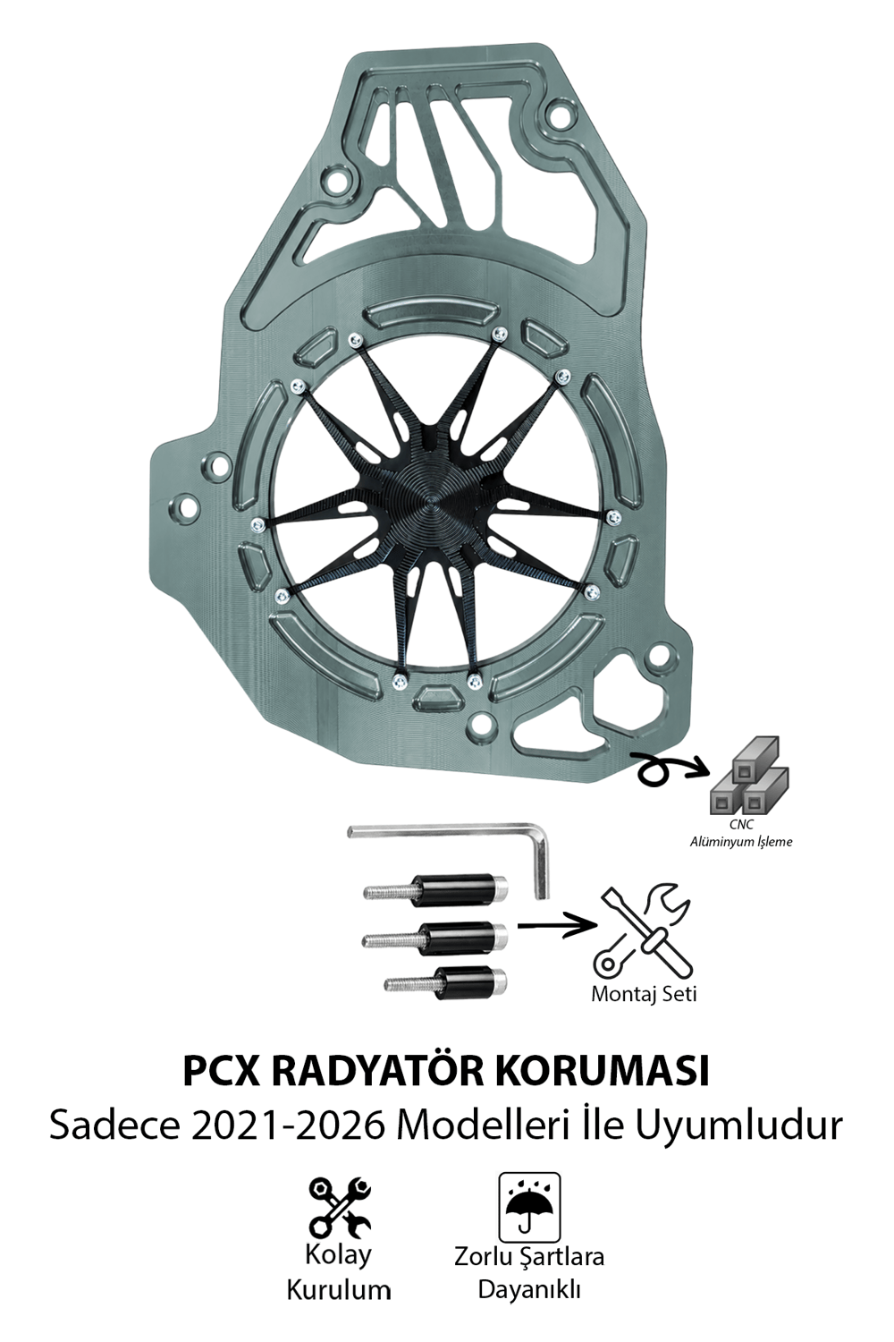 Honda Pcx Uyumlu Deniz Yıldızı Radyatör Koruması 2021-2026 Cnc Titanyum