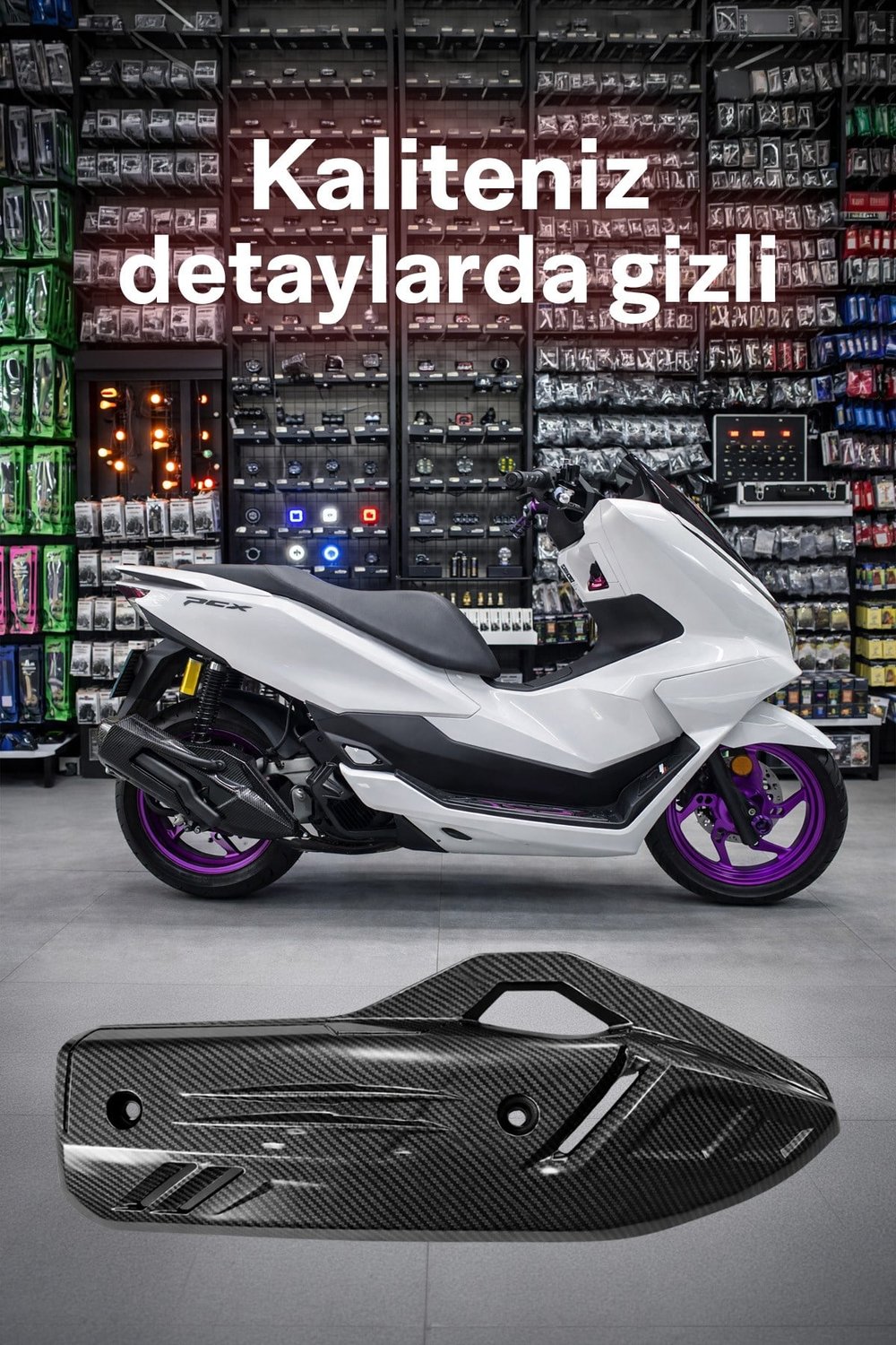 Honda Pcx Uyumlu Egzoz Koruma 2021-2026 Karbon Desen